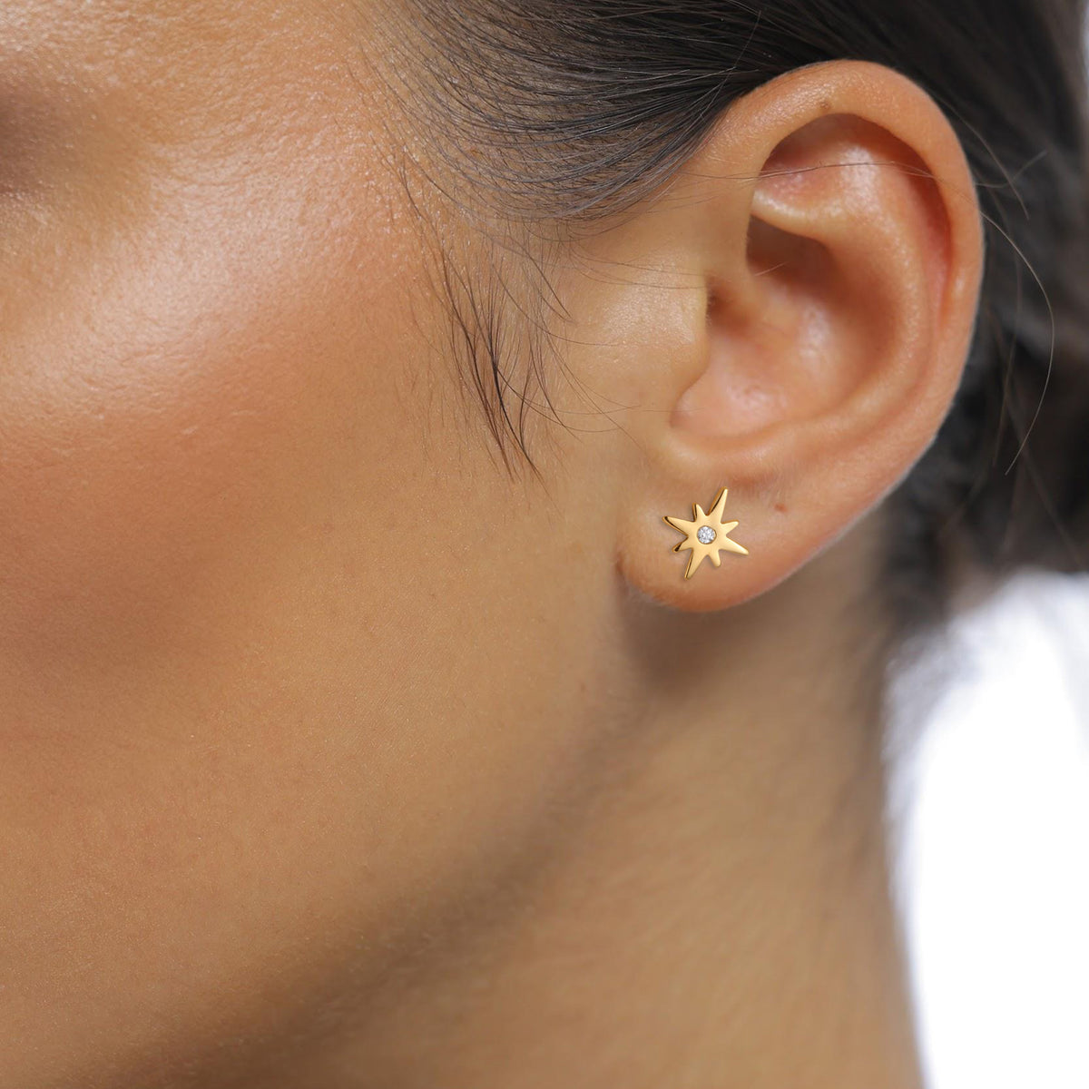 Gold - Elli DIAMONDS | Ohrstecker Stern | Lab Grown Diamant (Weiß, 0.015 ct) | 585 Gelbgold