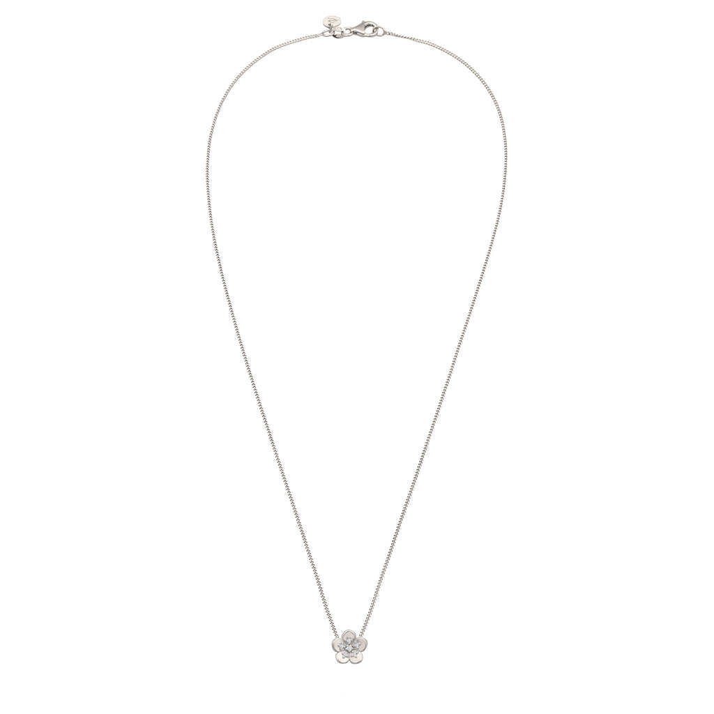 Silber - Elli DIAMONDS | Halskette Blume | Laborgezüchteter Diamant (Weiß, 0.135 ct.) | 925 Sterling Silber