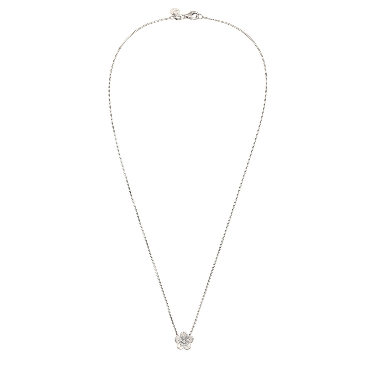 Silber - Elli DIAMONDS | Halskette Blume | Laborgezüchteter Diamant (Weiß, 0.135 ct.) | 925 Sterling Silber