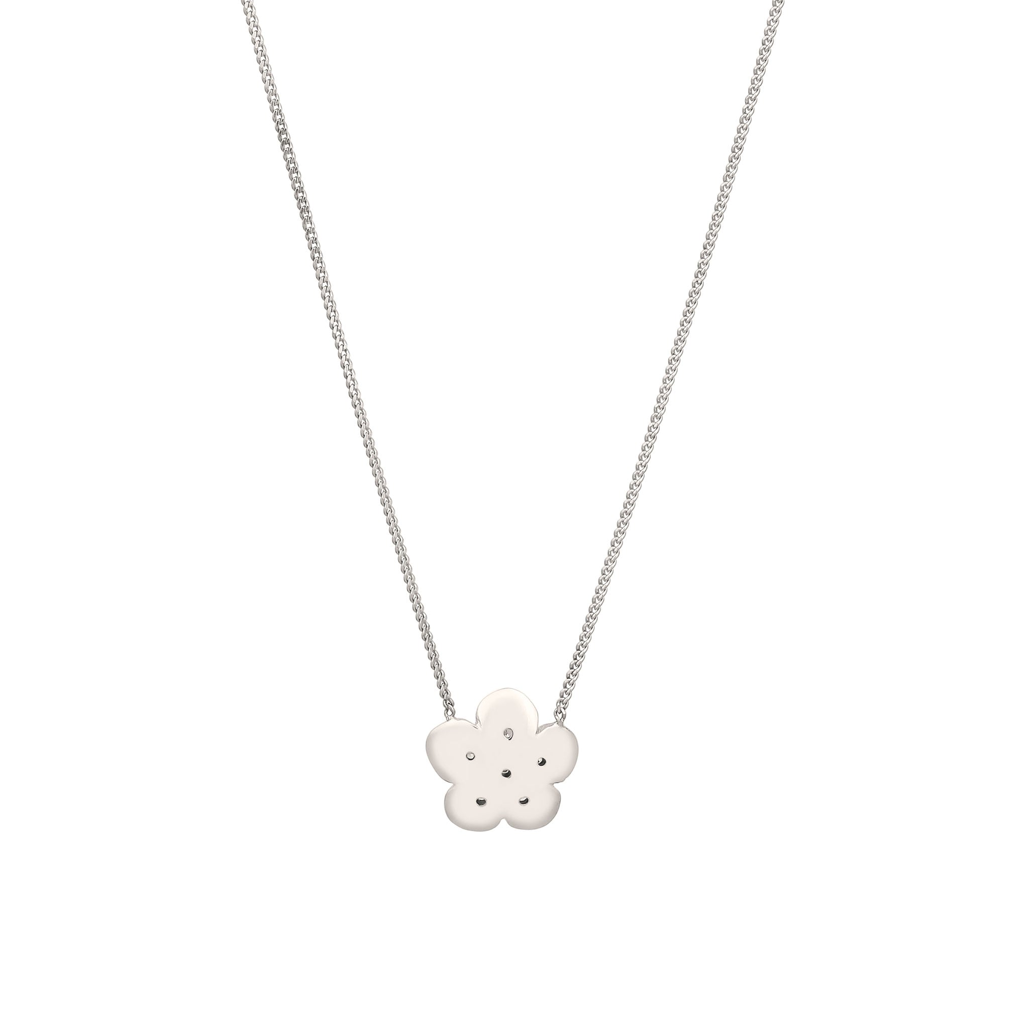 Silber - Elli DIAMONDS | Halskette Blume | Laborgezüchteter Diamant (Weiß, 0.135 ct.) | 925 Sterling Silber