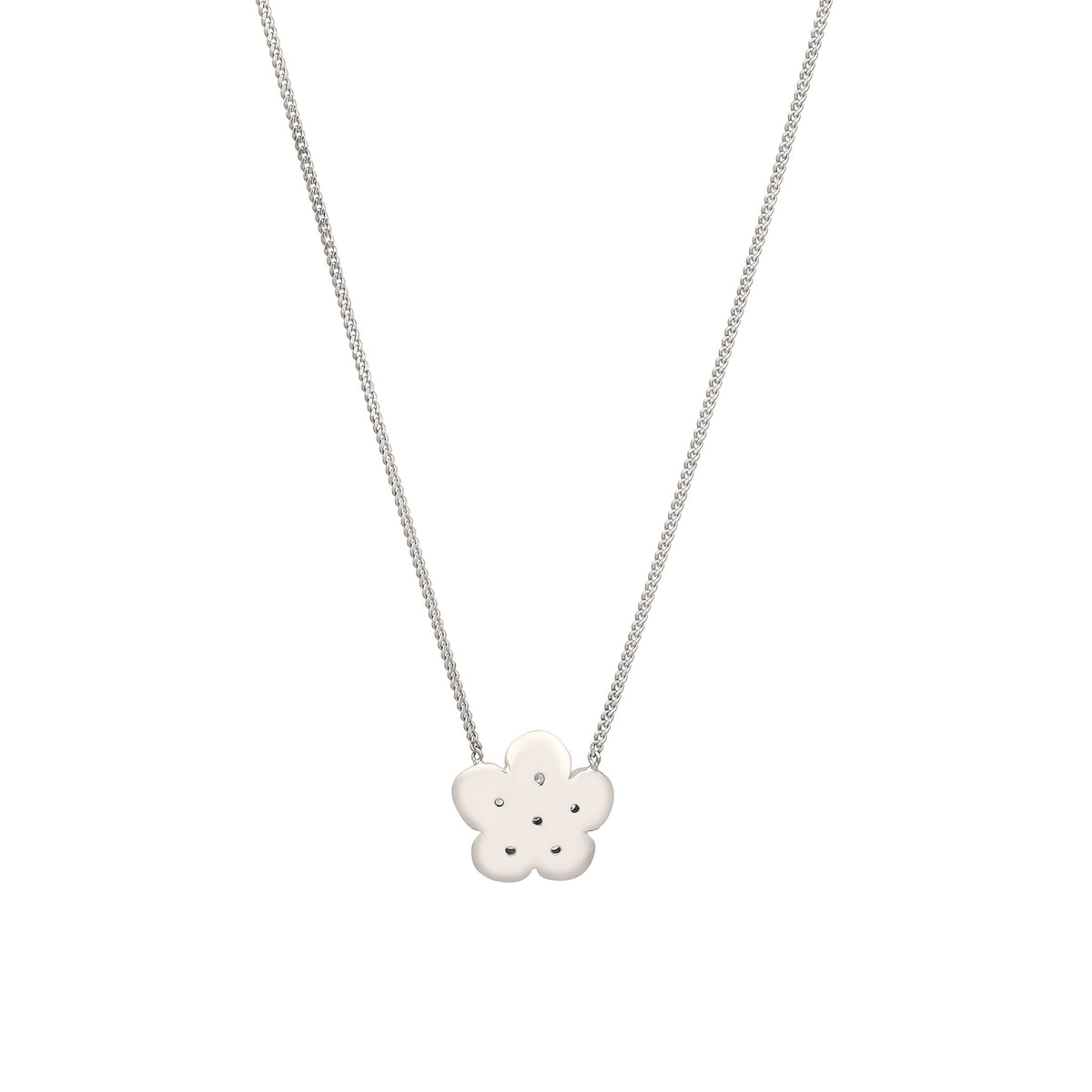 Silber - Elli DIAMONDS | Halskette Blume | Laborgezüchteter Diamant (Weiß, 0.135 ct.) | 925 Sterling Silber