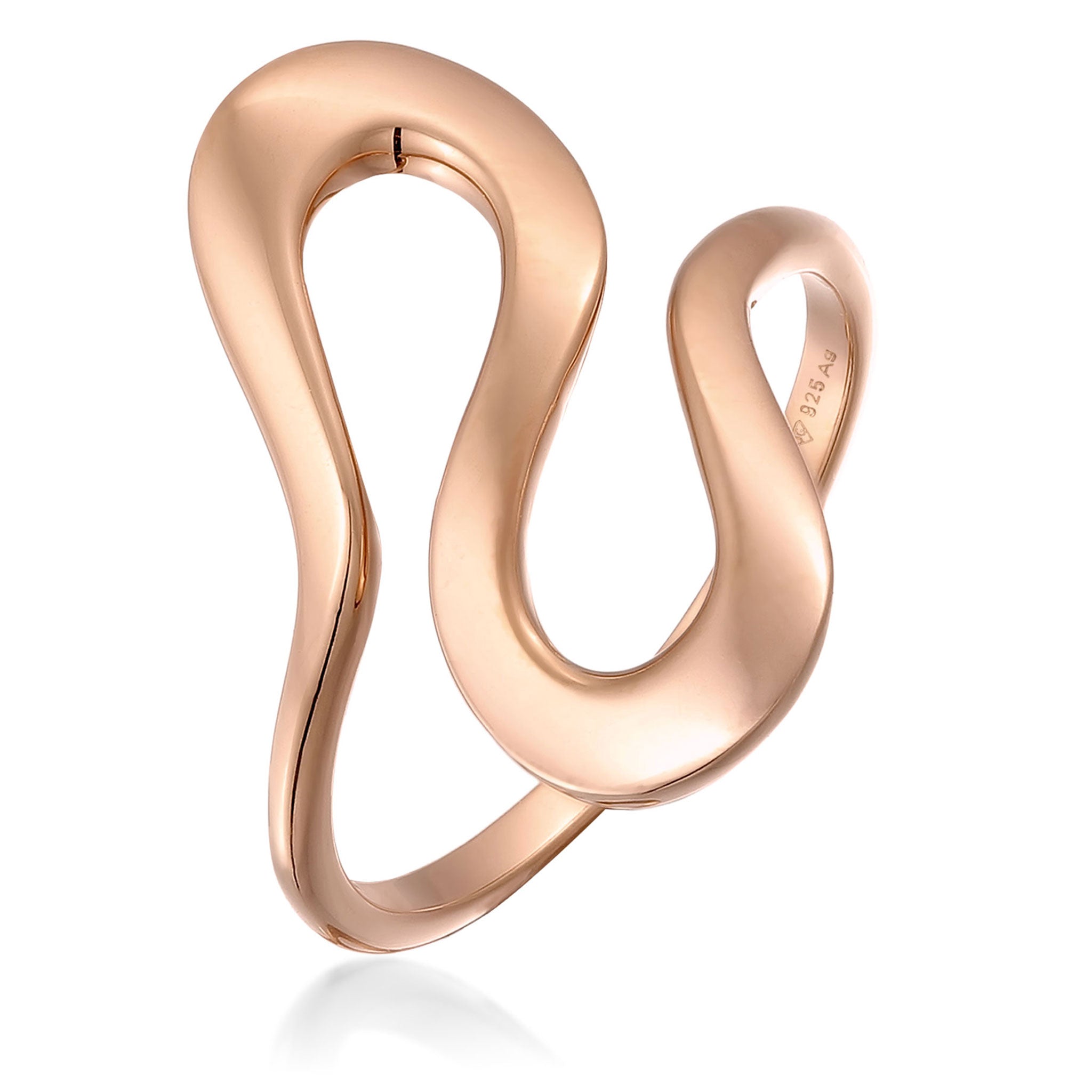 Roségold - Elli | Ring Welle | 925er Sterling Silber Rosévergoldet