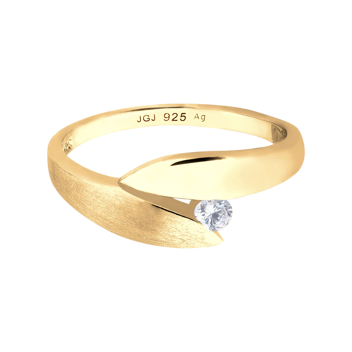 Gold - Elli | Ring Twisted | Zirkonia (Weiß, 0.04 ct) | 925 Sterling Silber vergoldet