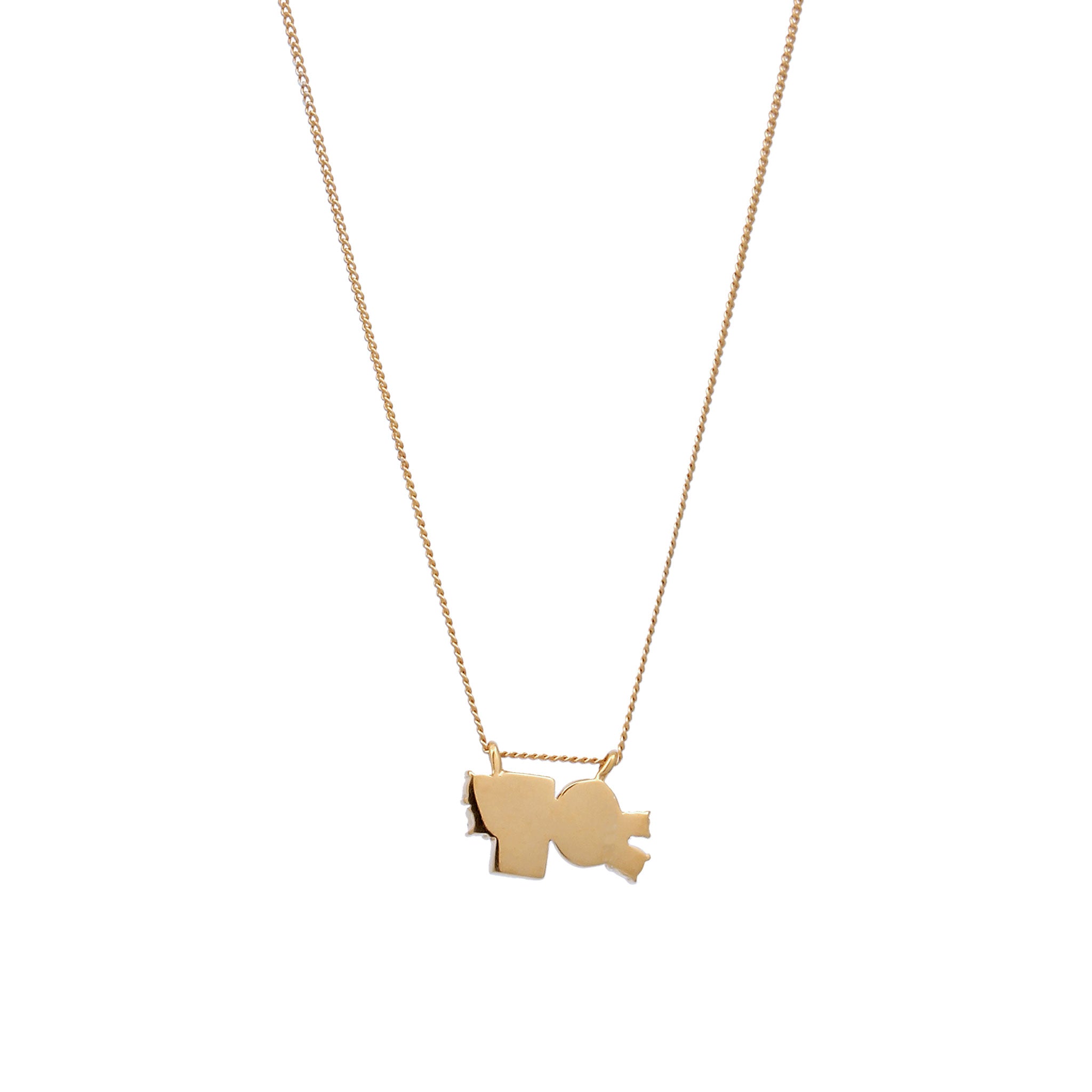 Gold - Elli | Halskette Rechteck | Glas Kristalle (Pink & Blau) | 925 Sterling Silber vergoldet