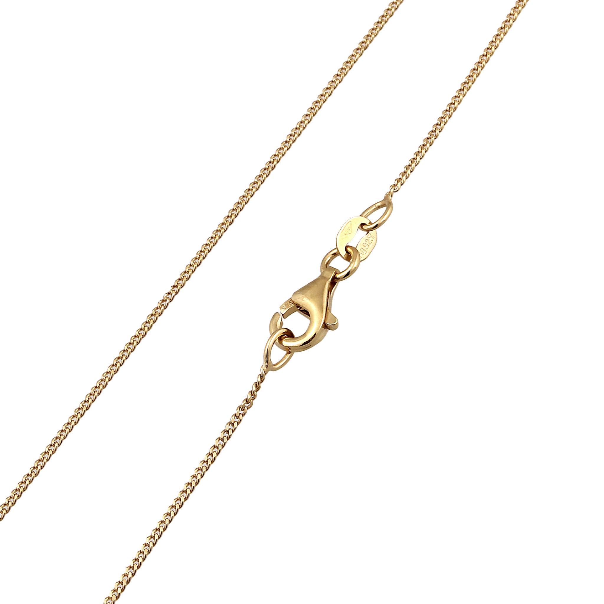 Gold - Elli | Halskette Rechteck | Glas Kristalle (Pink & Blau) | 925 Sterling Silber vergoldet