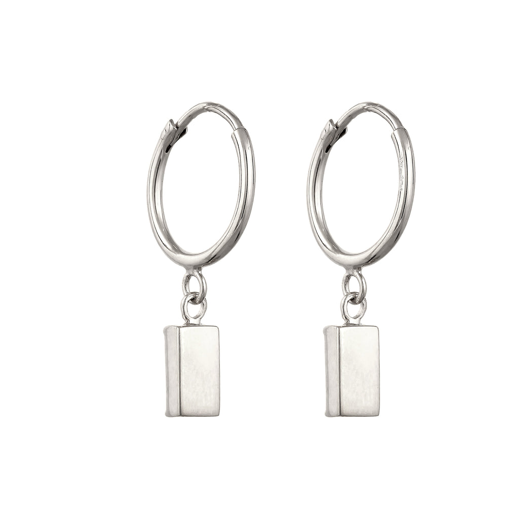 Silber - Elli | Creolen Rechteck | Mit Kristallen von Swarovski® (Blau) | 925 Sterling Silber