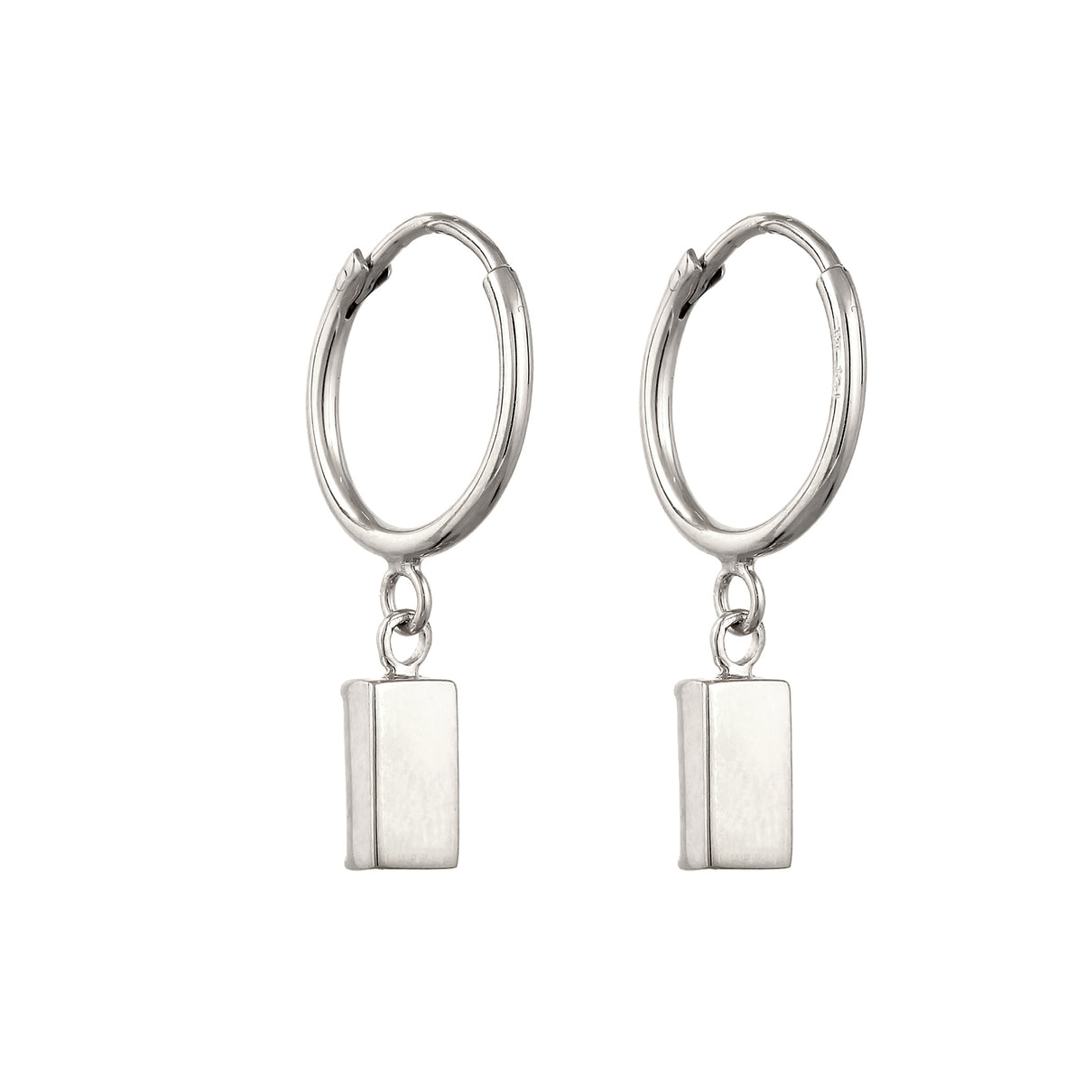 Silber - Elli | Creolen Rechteck | Mit Kristallen von Swarovski® (Blau) | 925 Sterling Silber