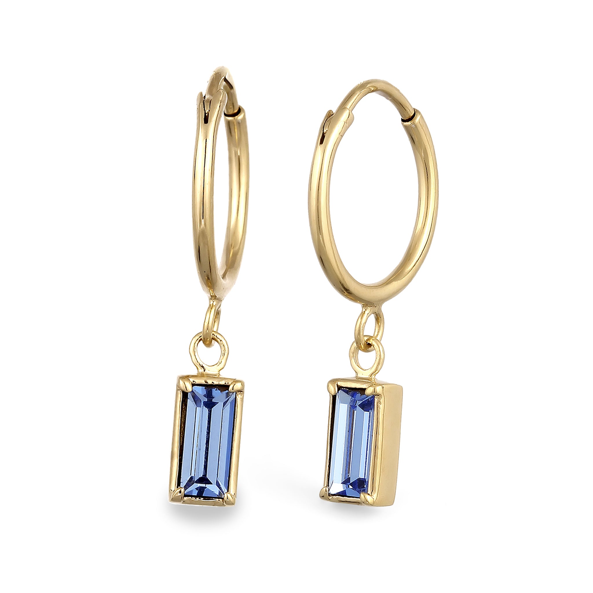 Gold - Elli | Creolen Rechteck | Mit Kristallen von Swarovski® (Blau) | 925 Sterling Silber vergoldet