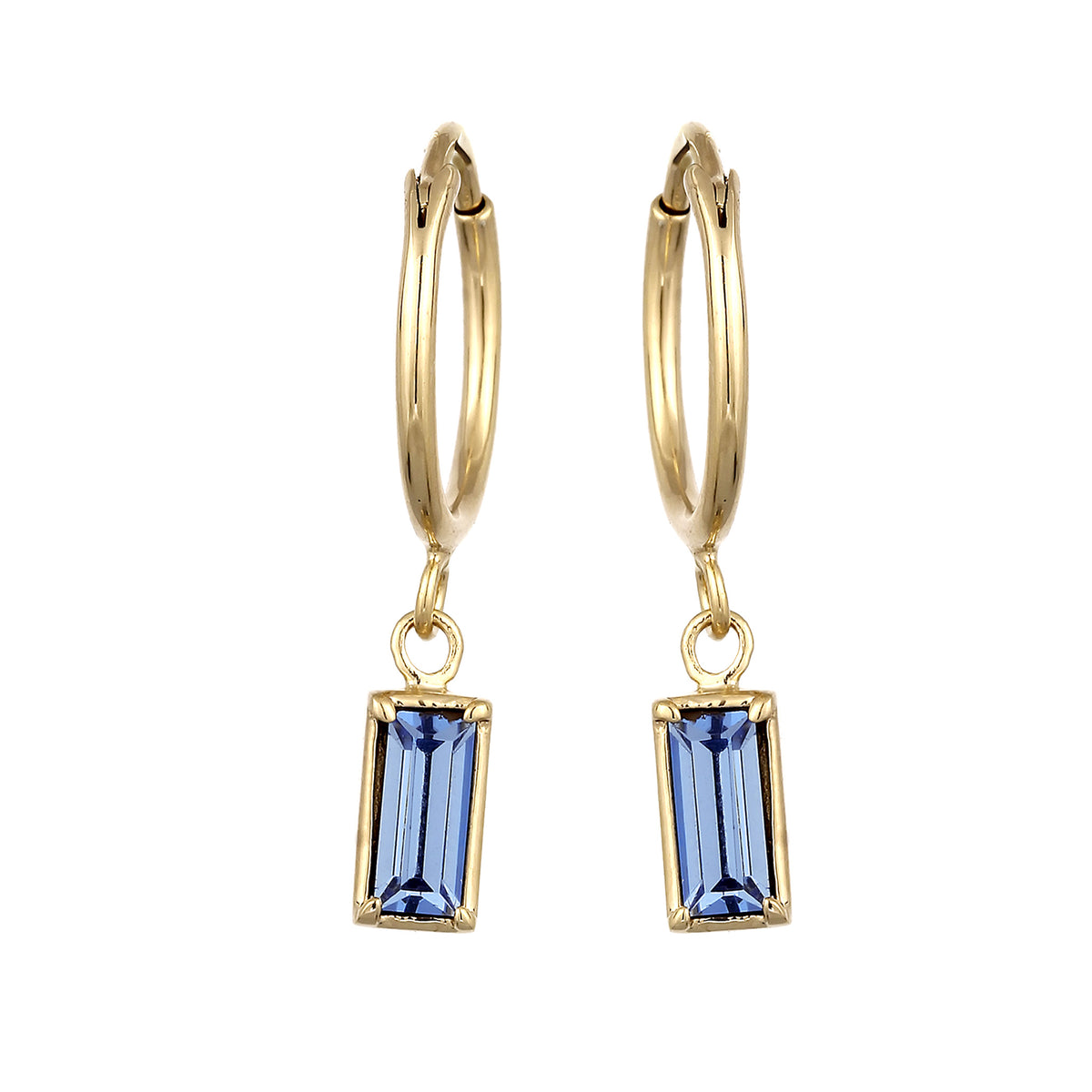 Gold - Elli | Creolen Rechteck | Mit Kristallen von Swarovski® (Blau) | 925 Sterling Silber vergoldet