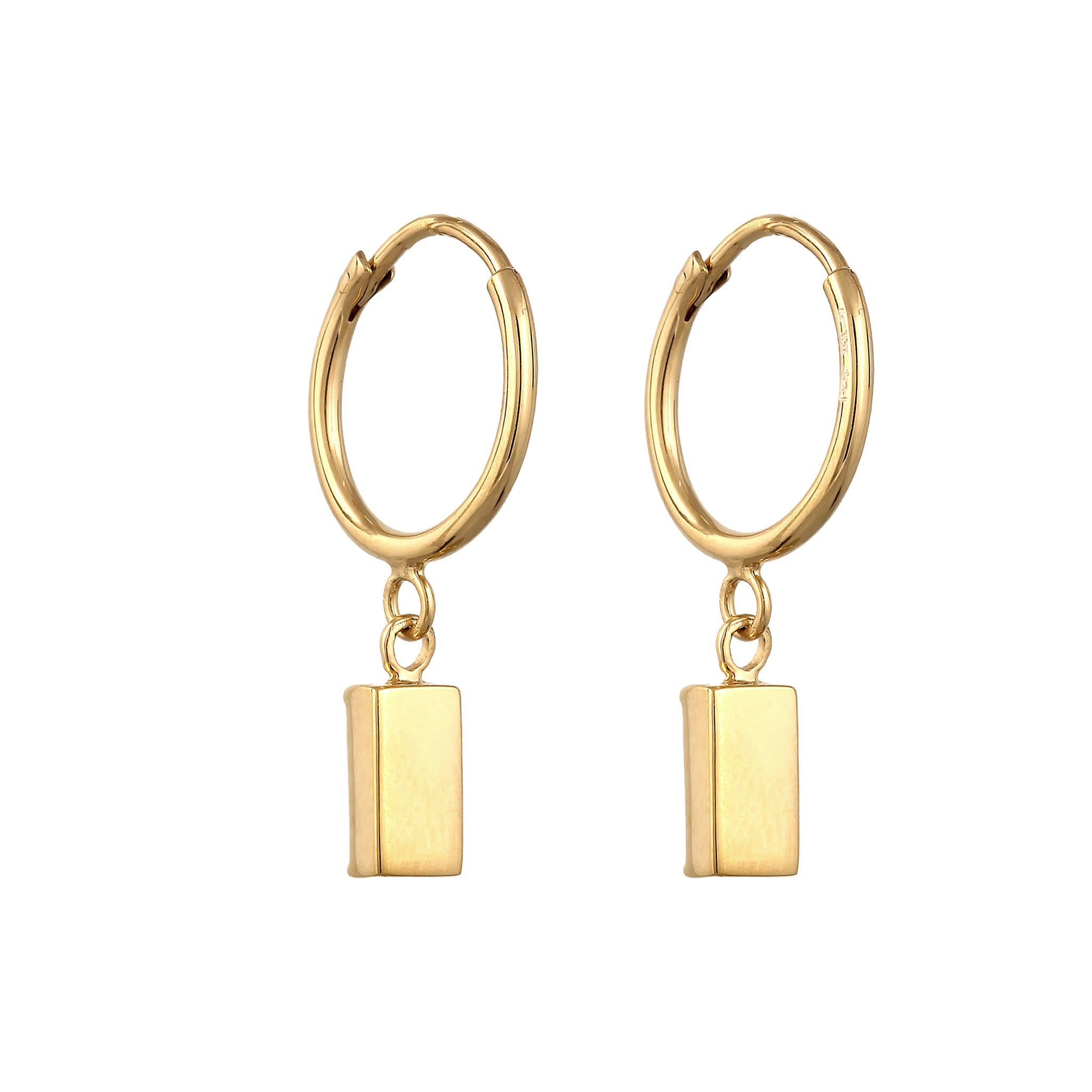 Gold - Elli | Creolen Rechteck | Mit Kristallen von Swarovski® (Blau) | 925 Sterling Silber vergoldet