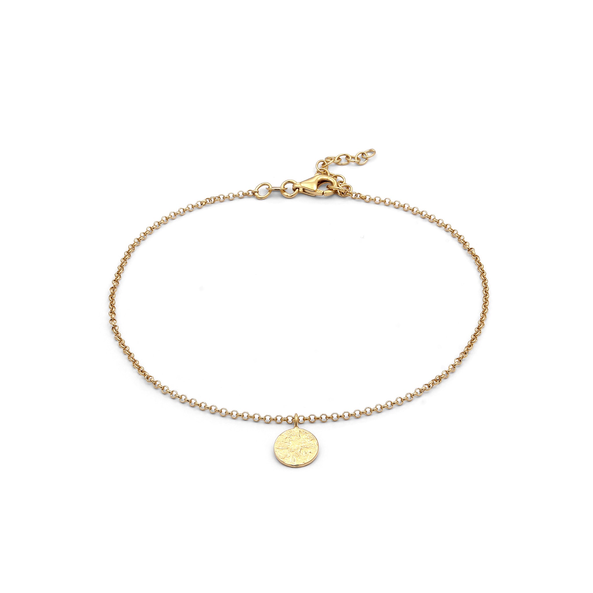 Gold - Elli | Fußkettchen Plättchen | 925 Sterling Silber vergoldet