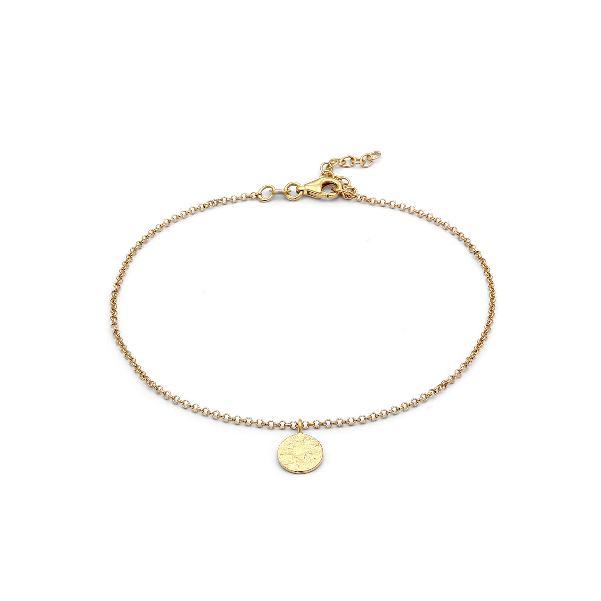 Gold - Elli | Fußkettchen Plättchen | 925 Sterling Silber vergoldet
