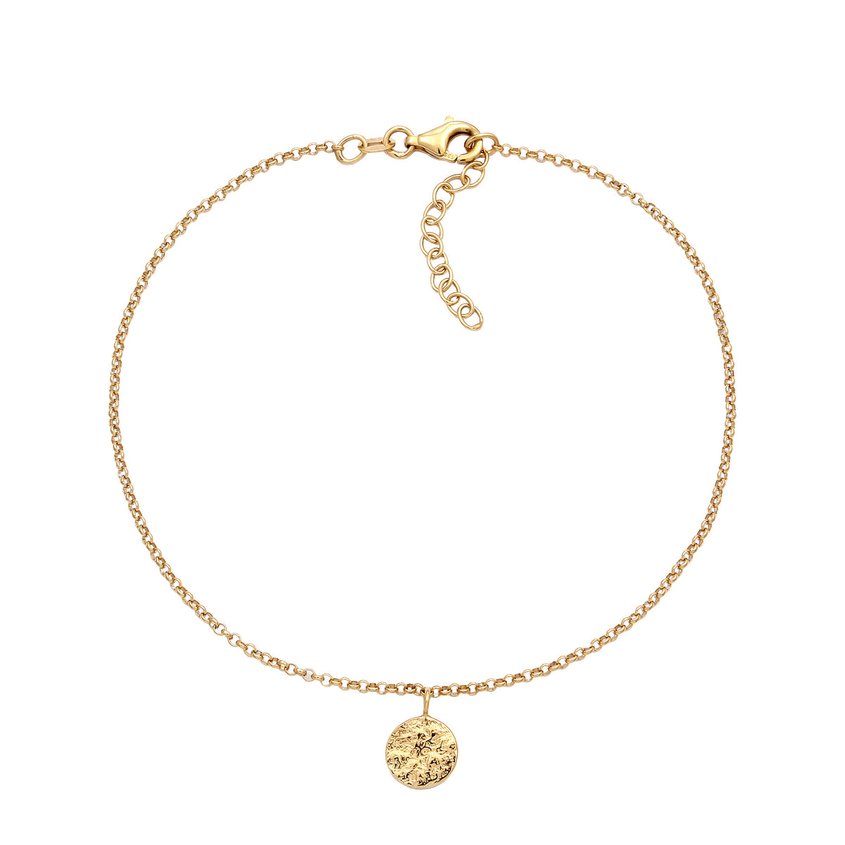 Gold - Elli | Fußkettchen Plättchen | 925 Sterling Silber vergoldet