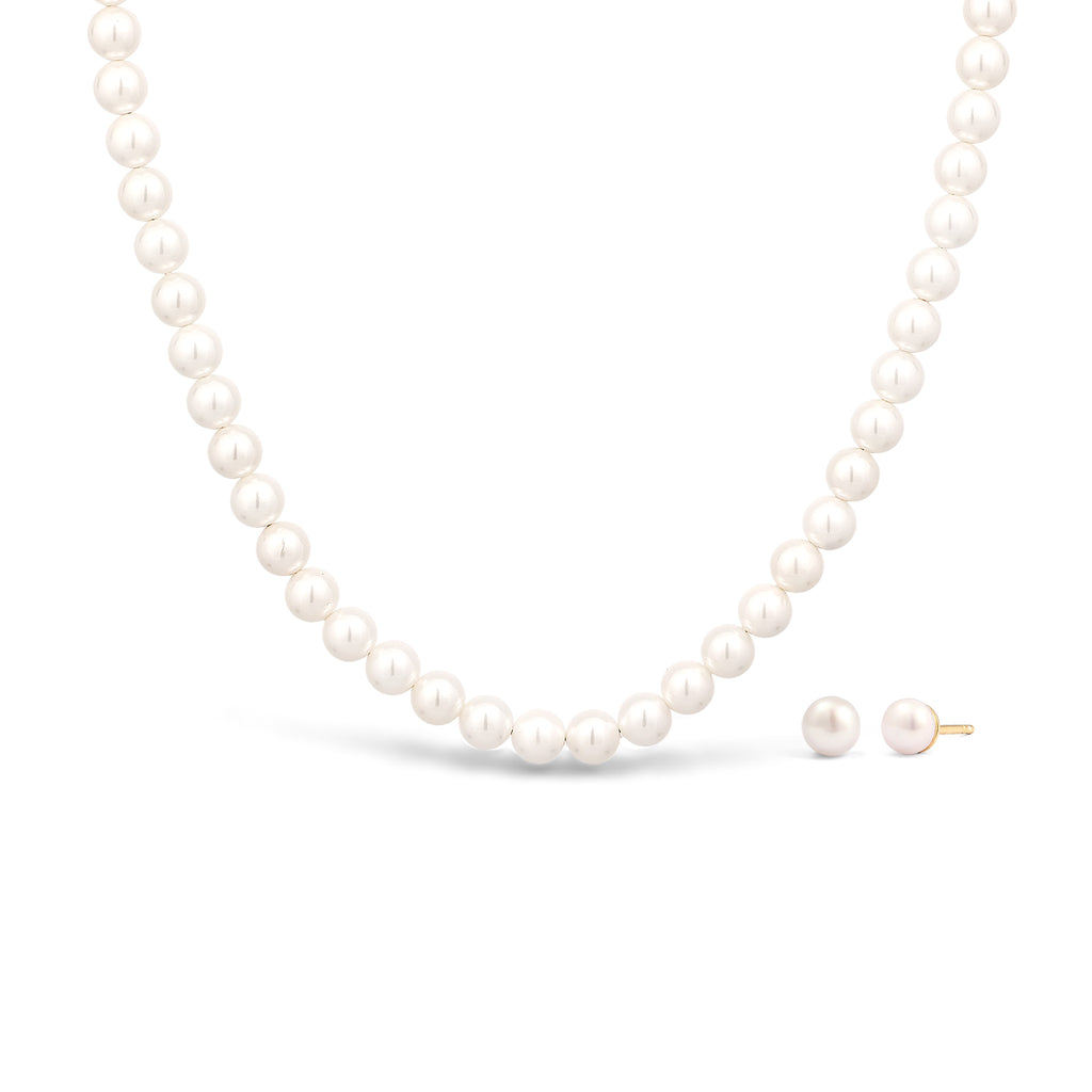 Weiß - Elli | Schmuckset | Süßwasserzuchtperlen (Weiß) | 925 Sterling Silber vergoldet