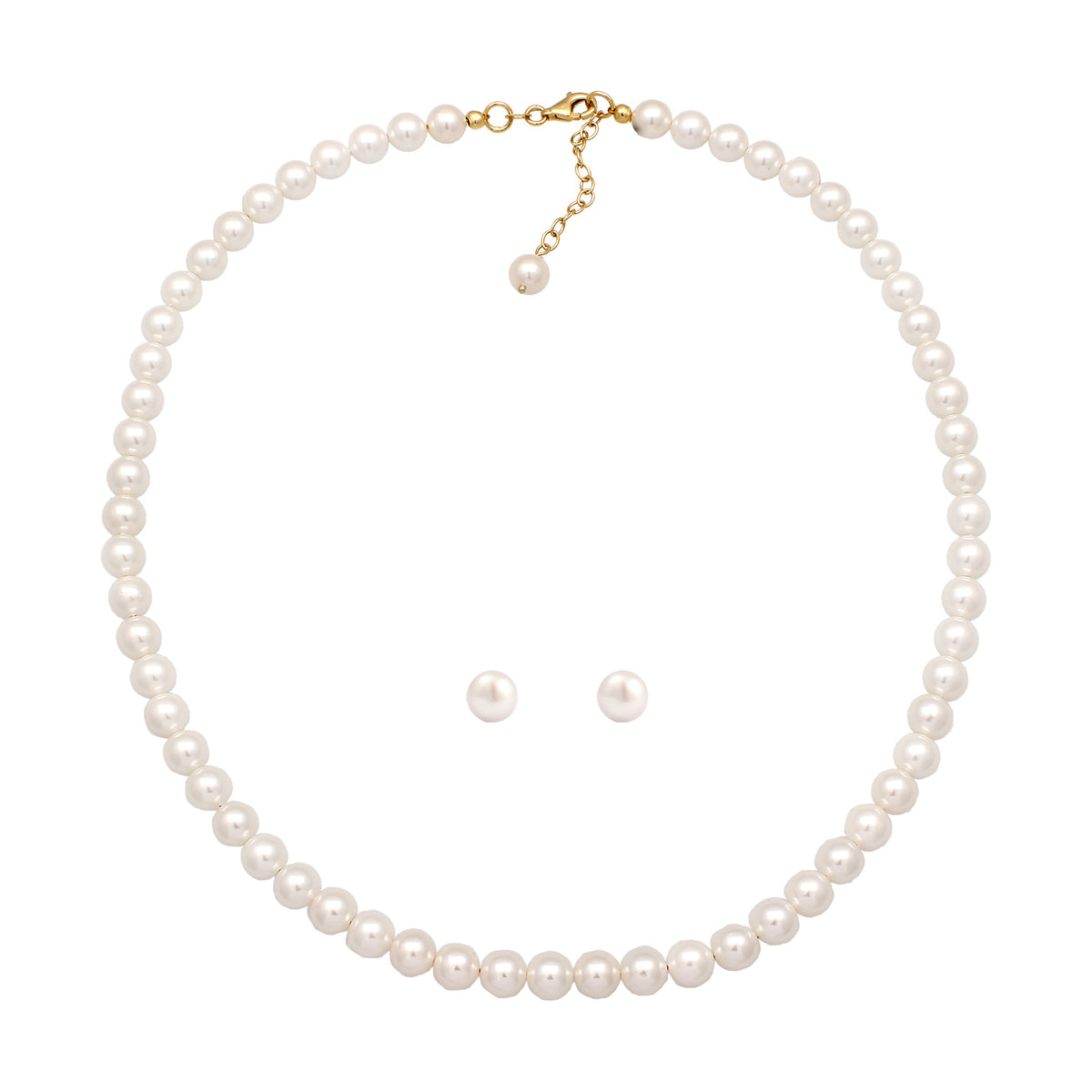 Weiß - Elli | Schmuckset | Süßwasserzuchtperlen (Weiß) | 925 Sterling Silber vergoldet