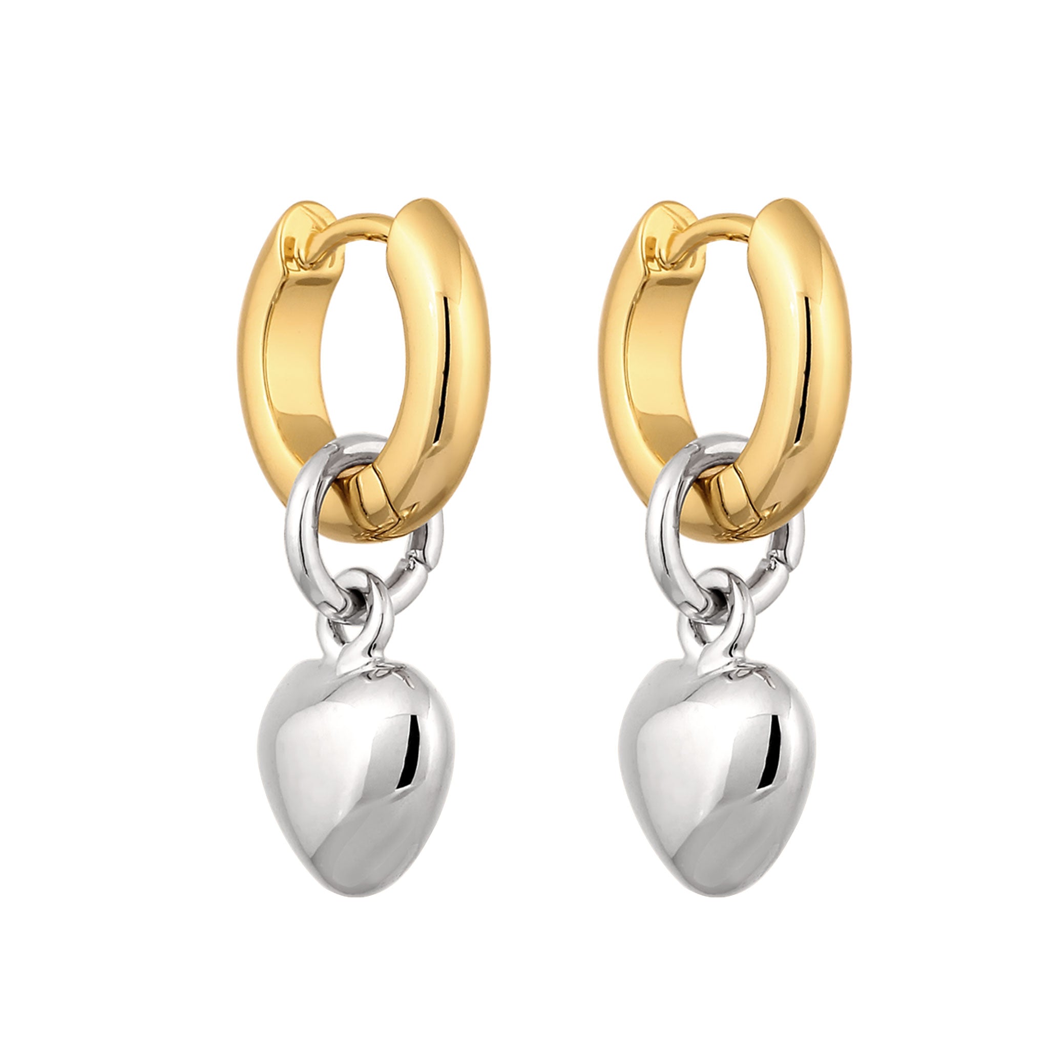 Zweifarbig - Elli | Creolen Herz Bicolor | Messing