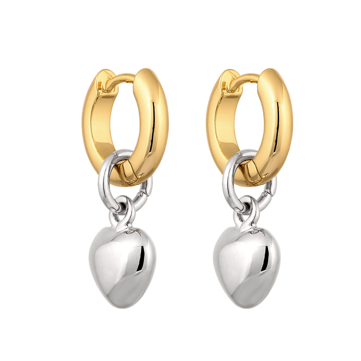 Zweifarbig - Elli | Creolen Herz Bicolor | Messing