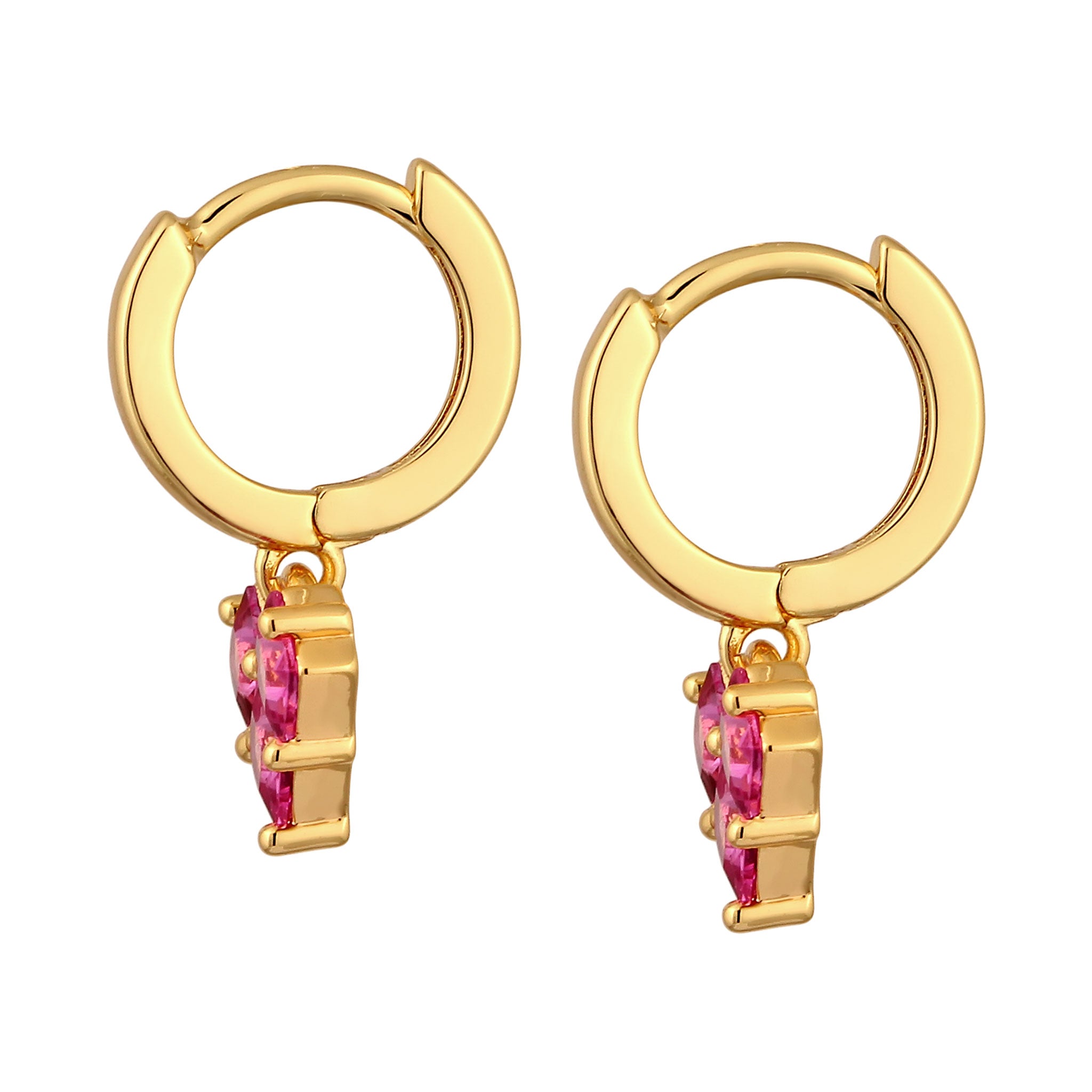 Gold - Elli | Creolen Herz | Kristalle | Messing