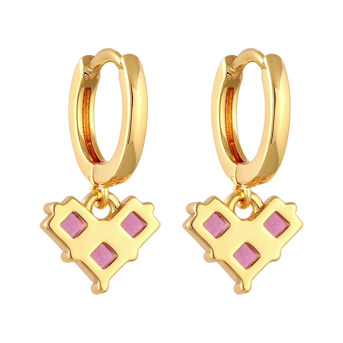 Gold - Elli | Creolen Herz | Kristalle | Messing