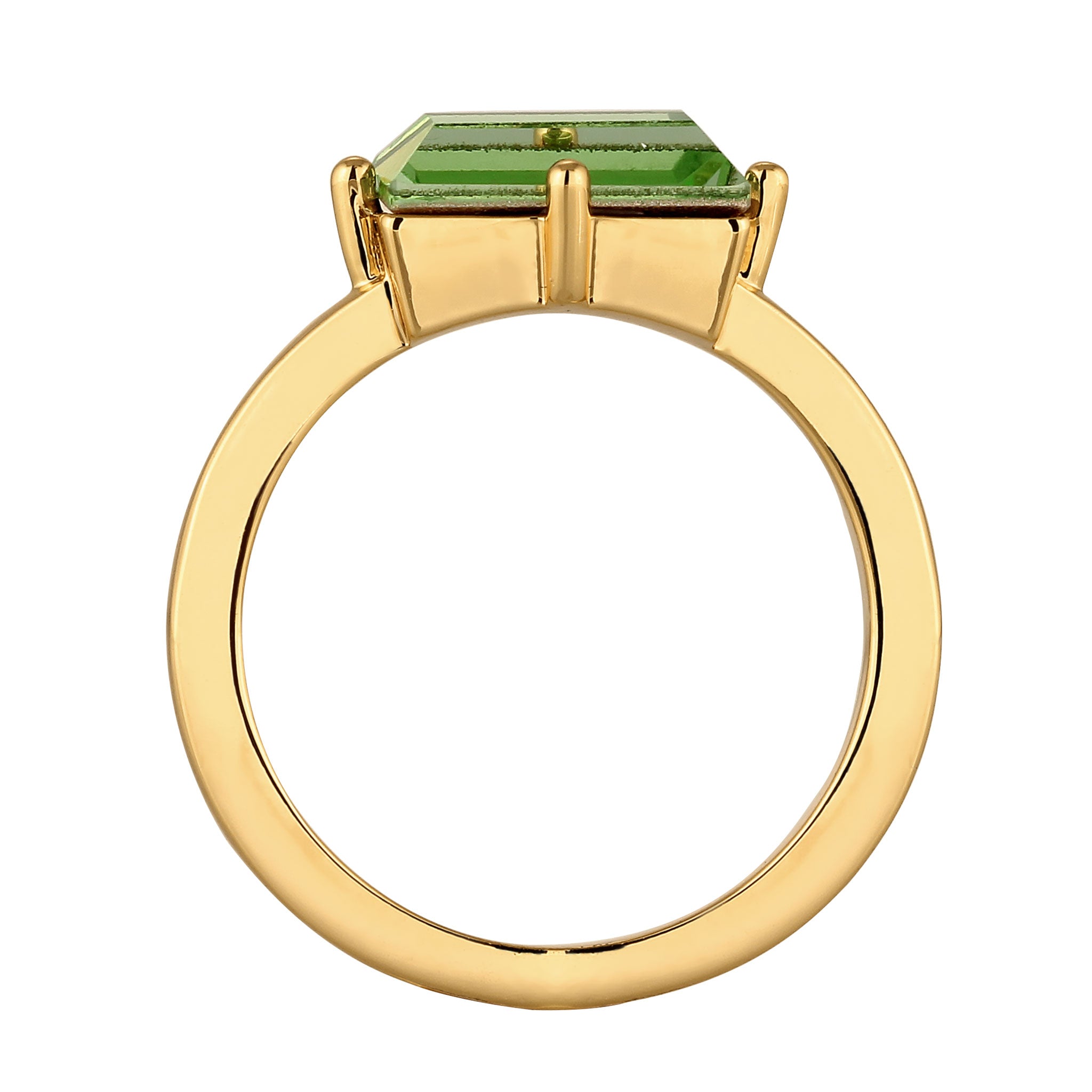 Gold - Elli | Solitär-Ring | Kristall (Grün) | Messing