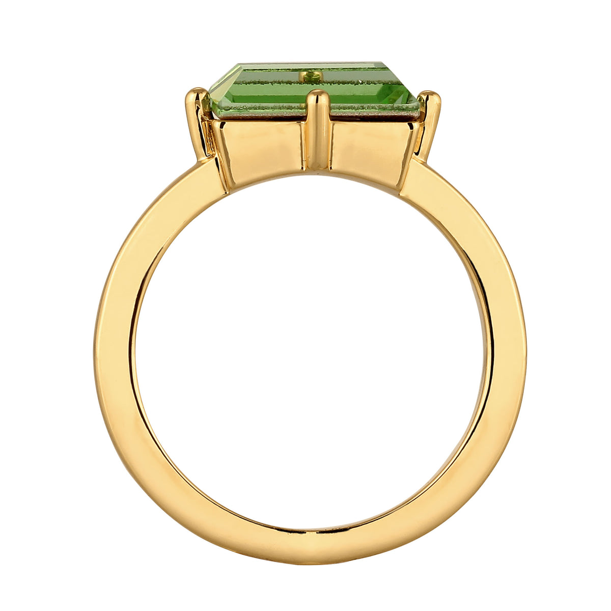 Gold - Elli | Solitär-Ring | Kristall (Grün) | Messing