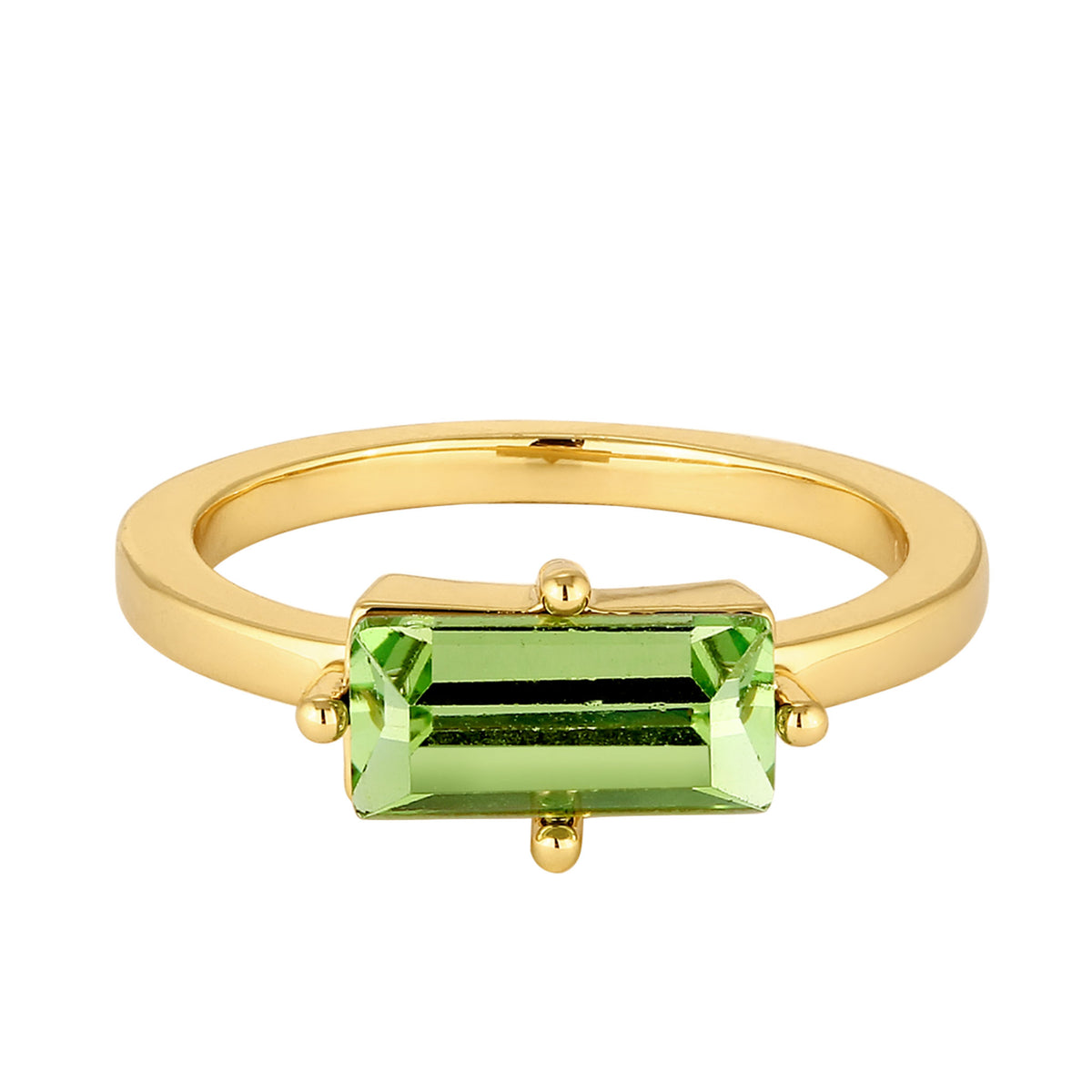 Gold - Elli | Solitär-Ring | Kristall (Grün) | Messing