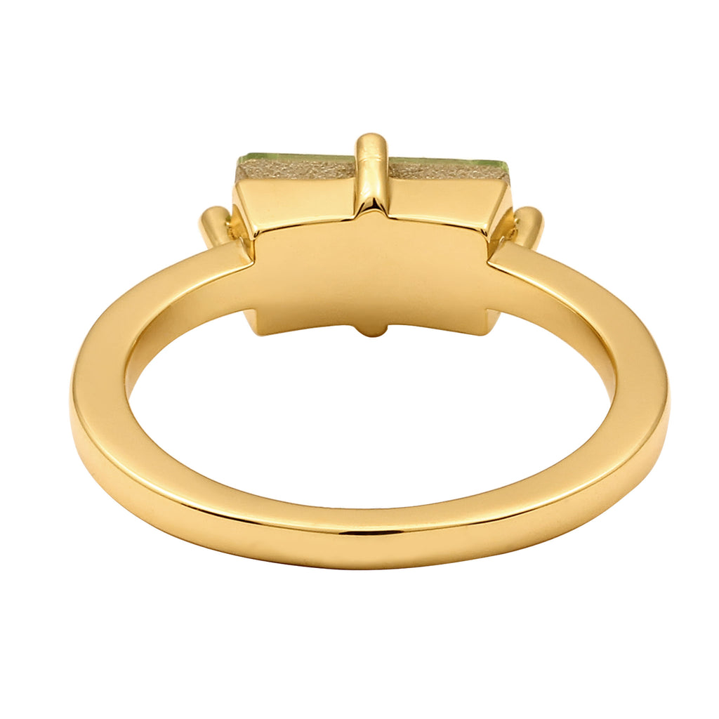 Gold - Elli | Solitär-Ring | Kristall (Grün) | Messing