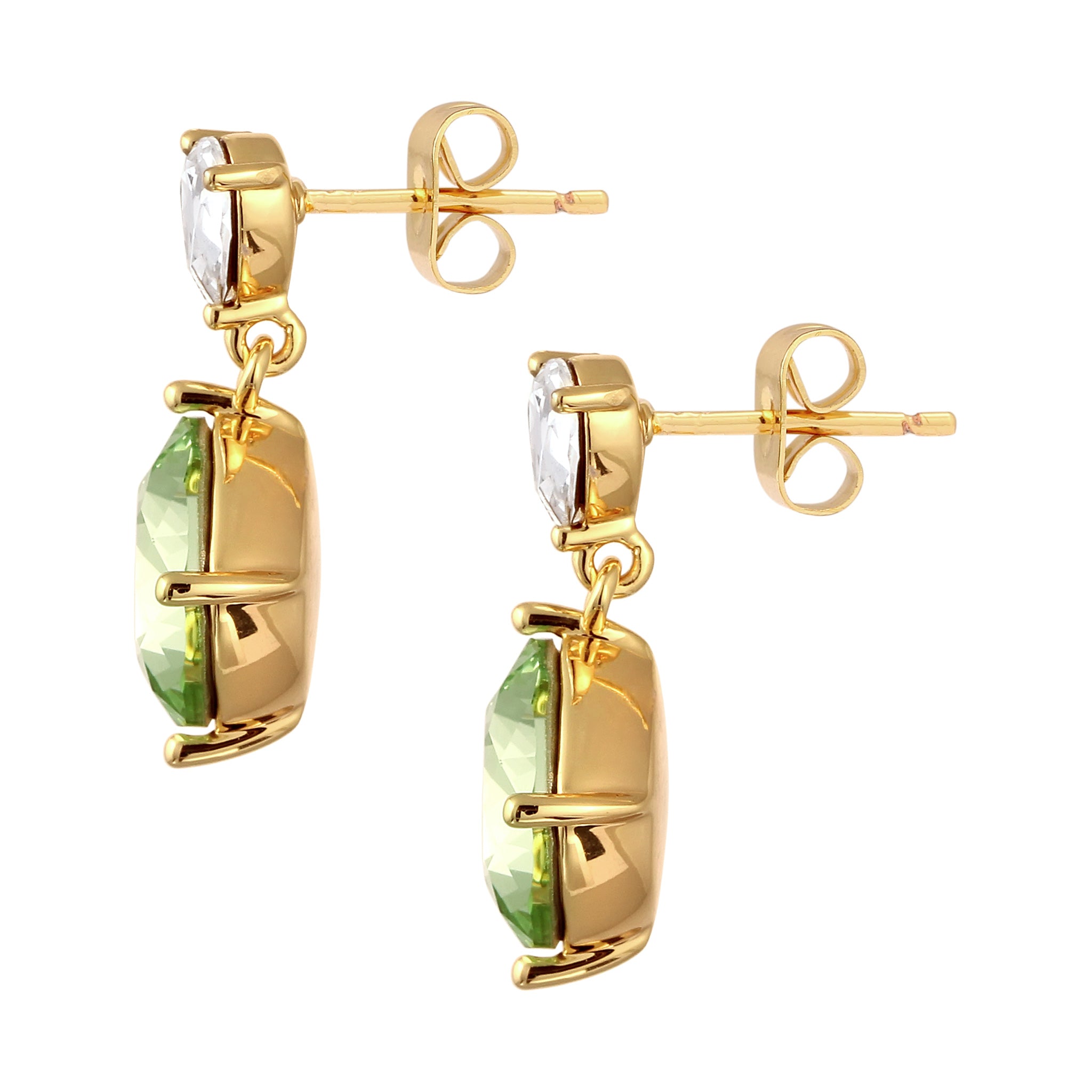 Gold - Elli | Ohrhänger | Kristalle (Weiß & Grün) | Messing