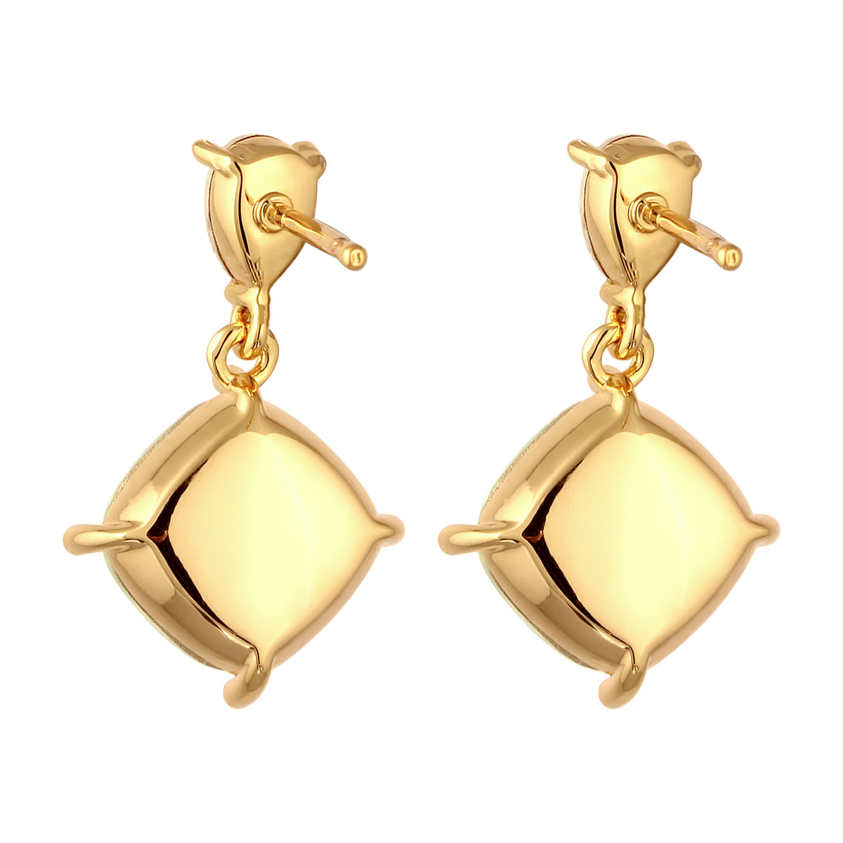 Gold - Elli | Ohrhänger | Kristalle (Weiß & Grün) | Messing