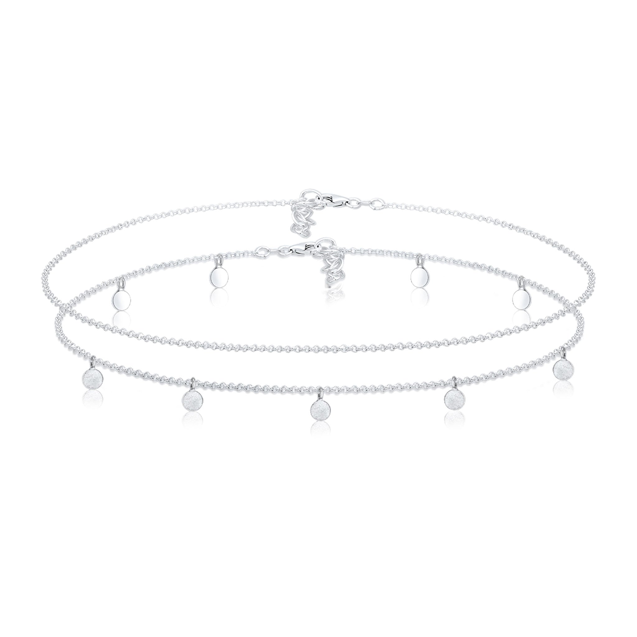 Silber - Elli | Choker Set Plättchen | 925 Sterling Silber
