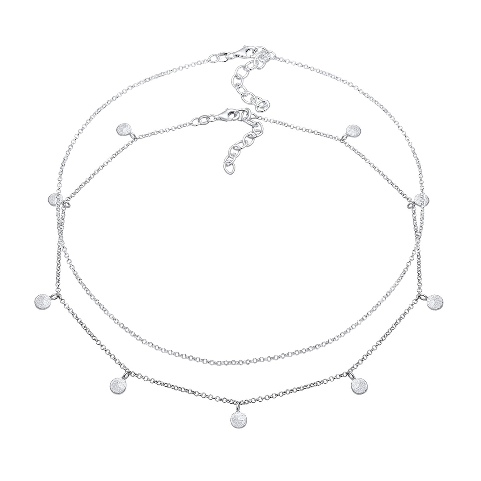 Silber - Elli | Choker Set Plättchen | 925 Sterling Silber