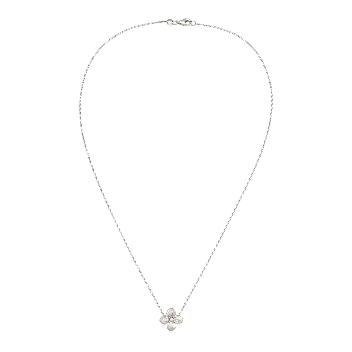 Silber - Elli | Halskette Blume | Synthetische Perle (Weiß) | 925 Sterling Silber