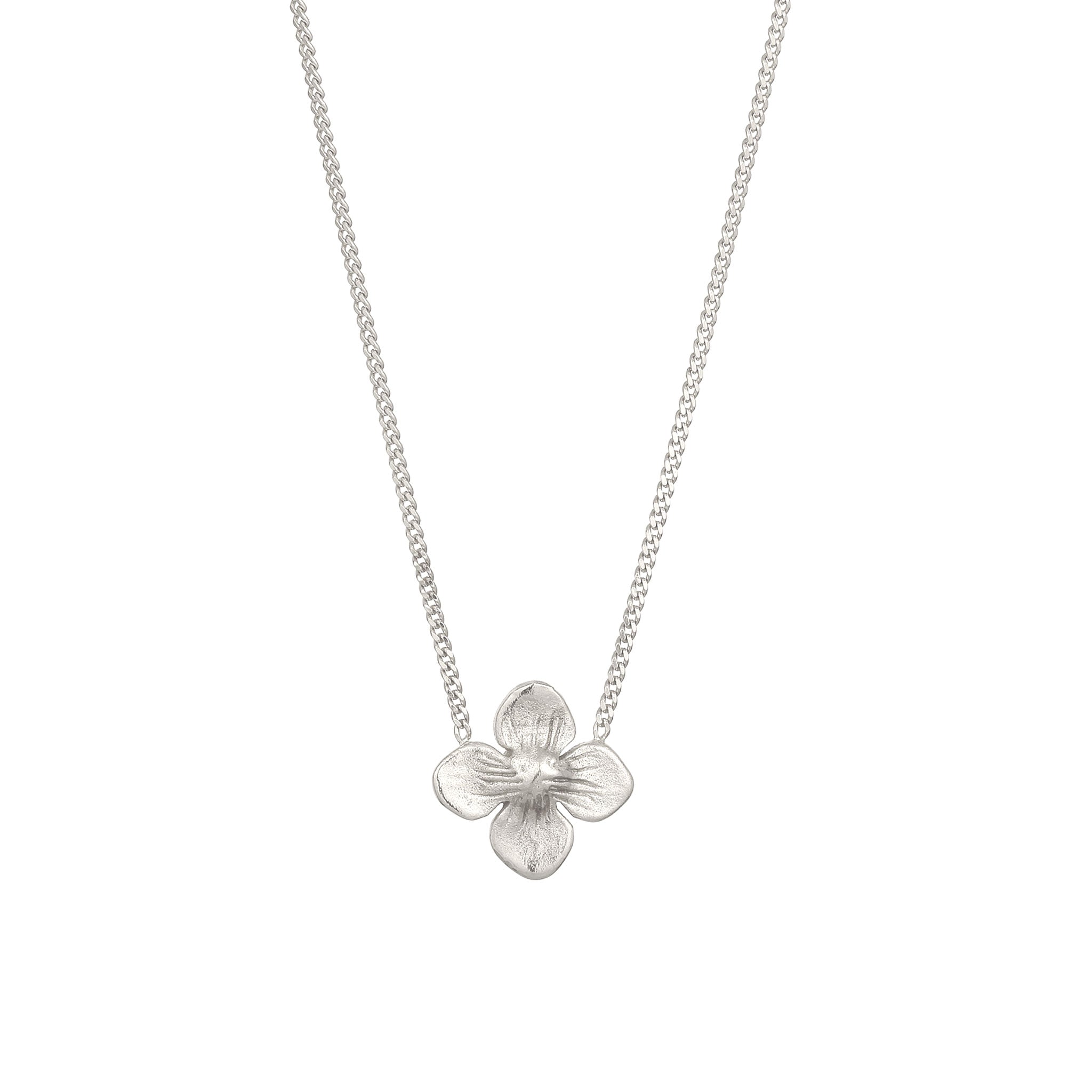 Silber - Elli | Halskette Blume | Synthetische Perle (Weiß) | 925 Sterling Silber