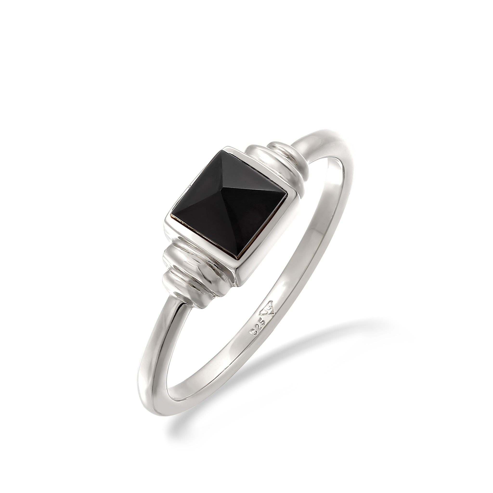 Silber - Elli PREMIUM | Ring Quadrat | Onyx (Schwarz) | 925 Sterling Silber
