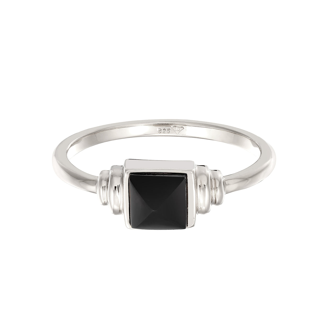 Silber - Elli PREMIUM | Ring Quadrat | Onyx (Schwarz) | 925 Sterling Silber