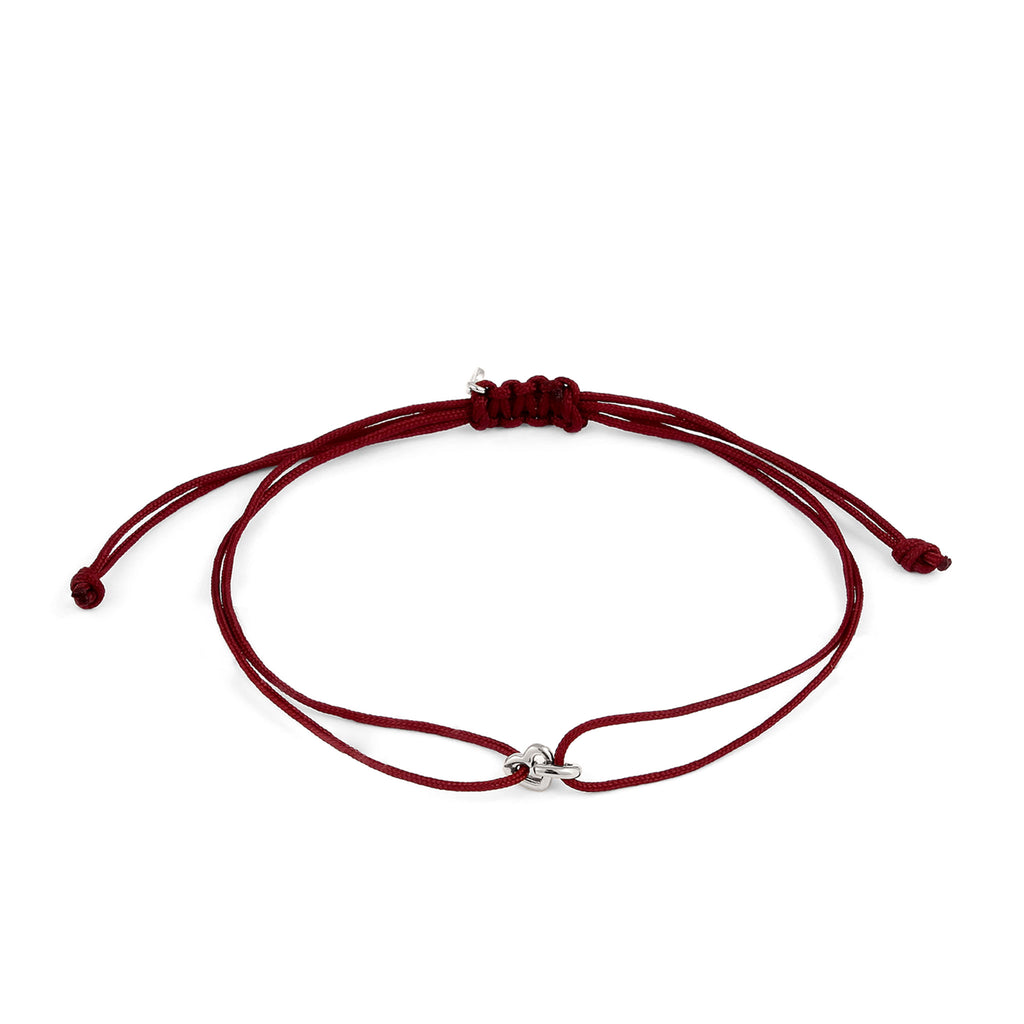 Silber - Elli | Armband Herz | Nylon (Burgunder) | 925 Sterling Silber