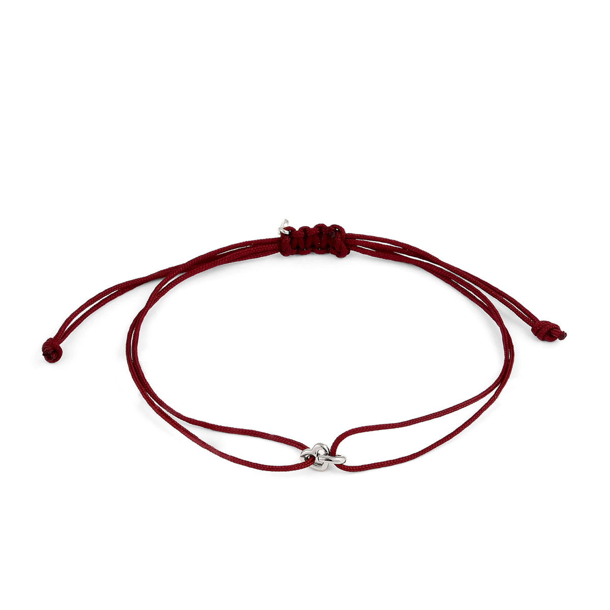 Silber - Elli | Armband Herz | Nylon (Burgunder) | 925 Sterling Silber