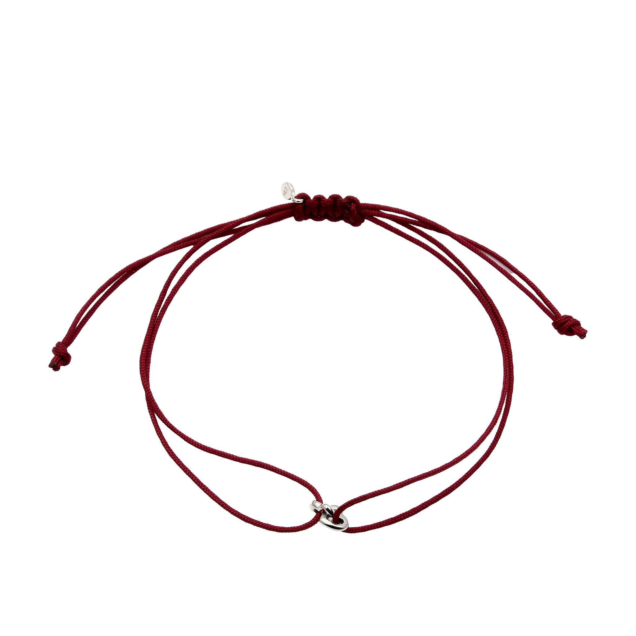 Silber - Elli | Armband Herz | Nylon (Burgunder) | 925 Sterling Silber