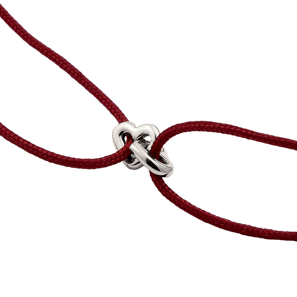 Silber - Elli | Armband Herz | Nylon (Burgunder) | 925 Sterling Silber