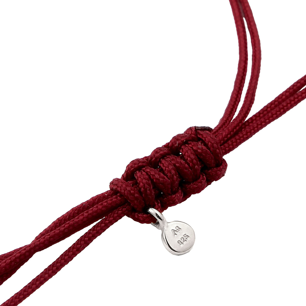 Silber - Elli | Armband Herz | Nylon (Burgunder) | 925 Sterling Silber