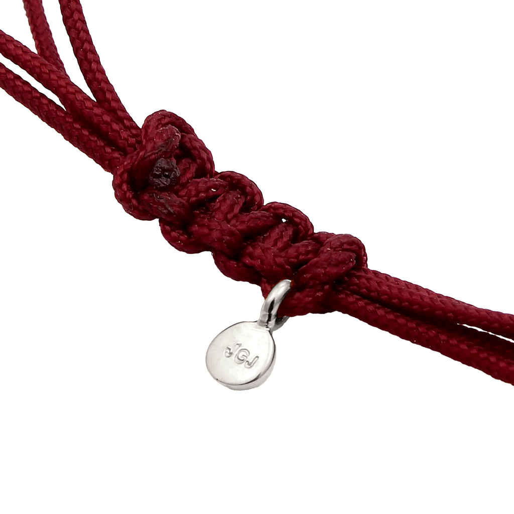 Silber - Elli | Armband Herz | Nylon (Burgunder) | 925 Sterling Silber