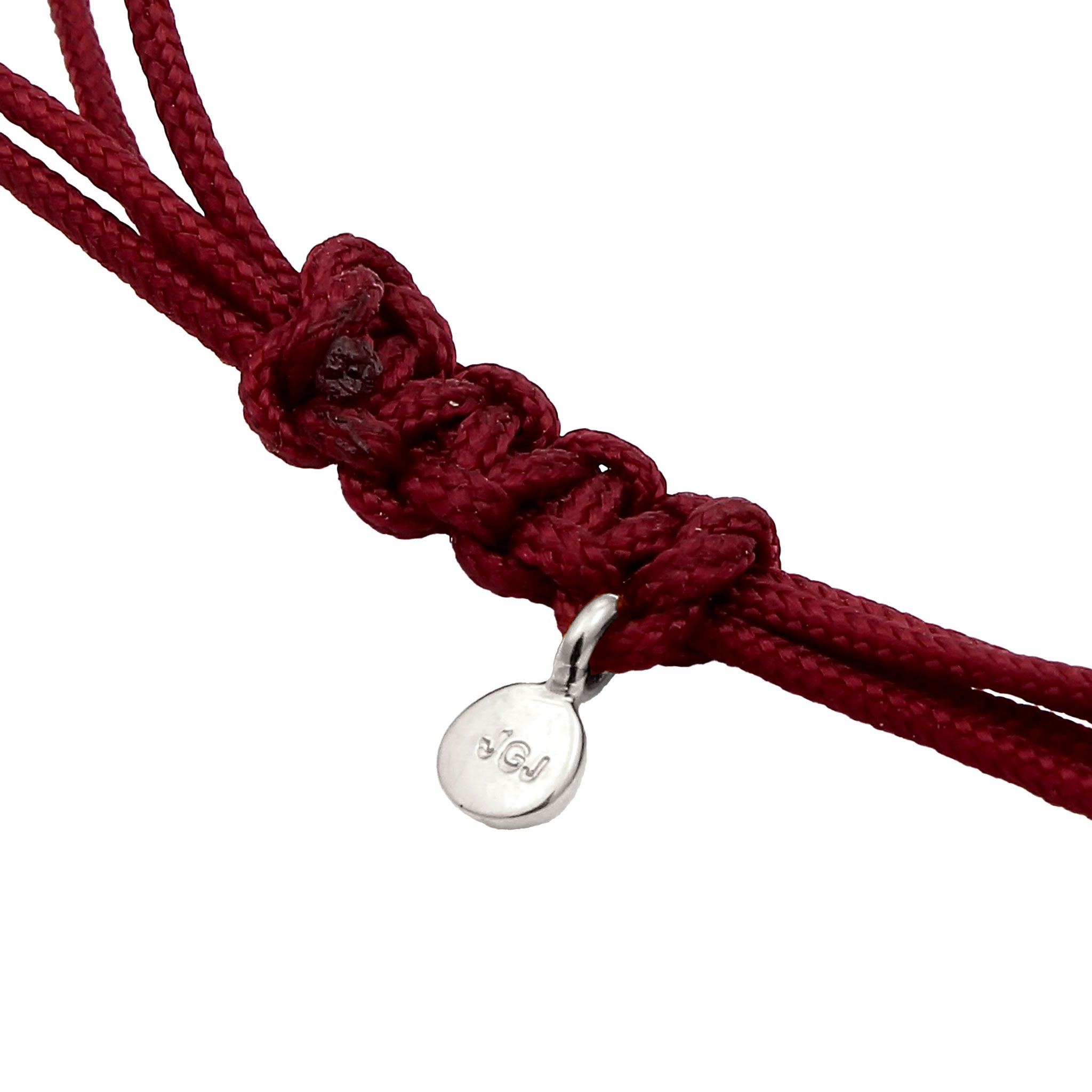 Silber - Elli | Armband Herz | Nylon (Burgunder) | 925 Sterling Silber