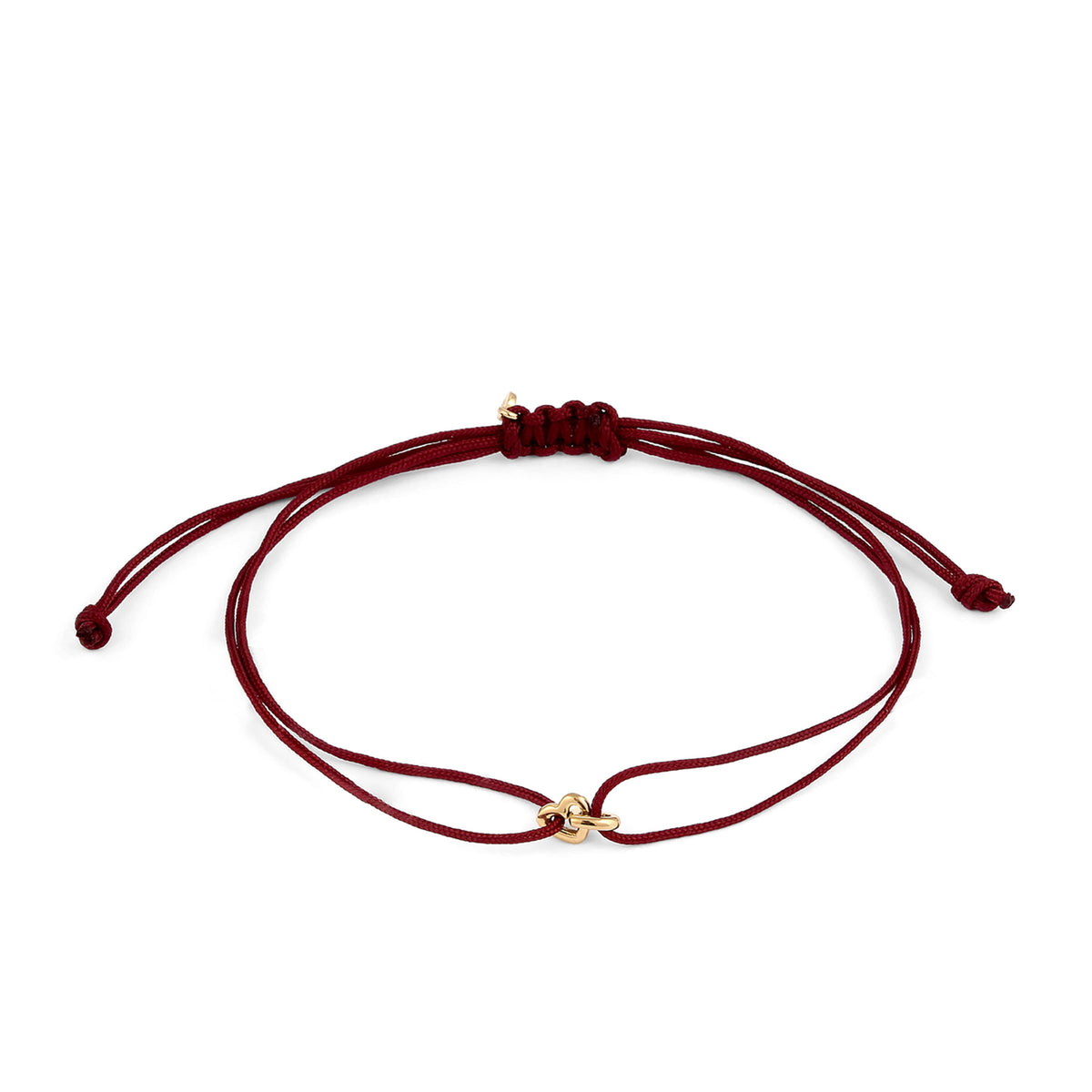 Gold - Elli | Armband Herz | Nylon (Burgunder) | 925 Sterling Silber vergoldet