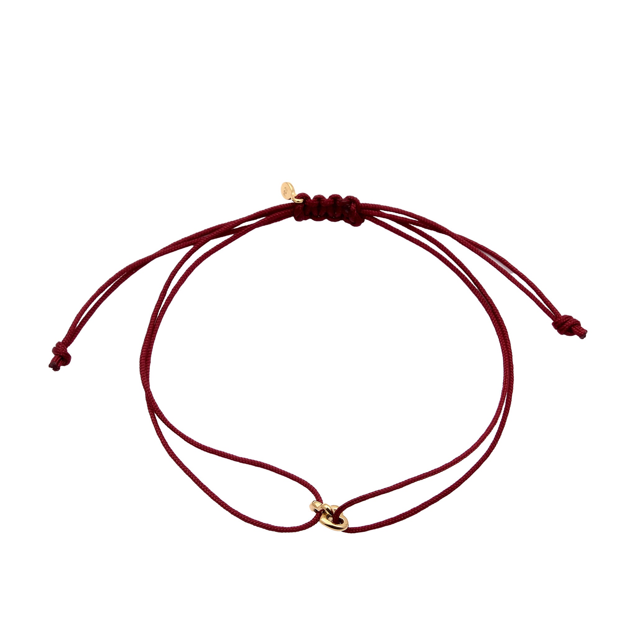 Gold - Elli | Armband Herz | Nylon (Burgunder) | 925 Sterling Silber vergoldet