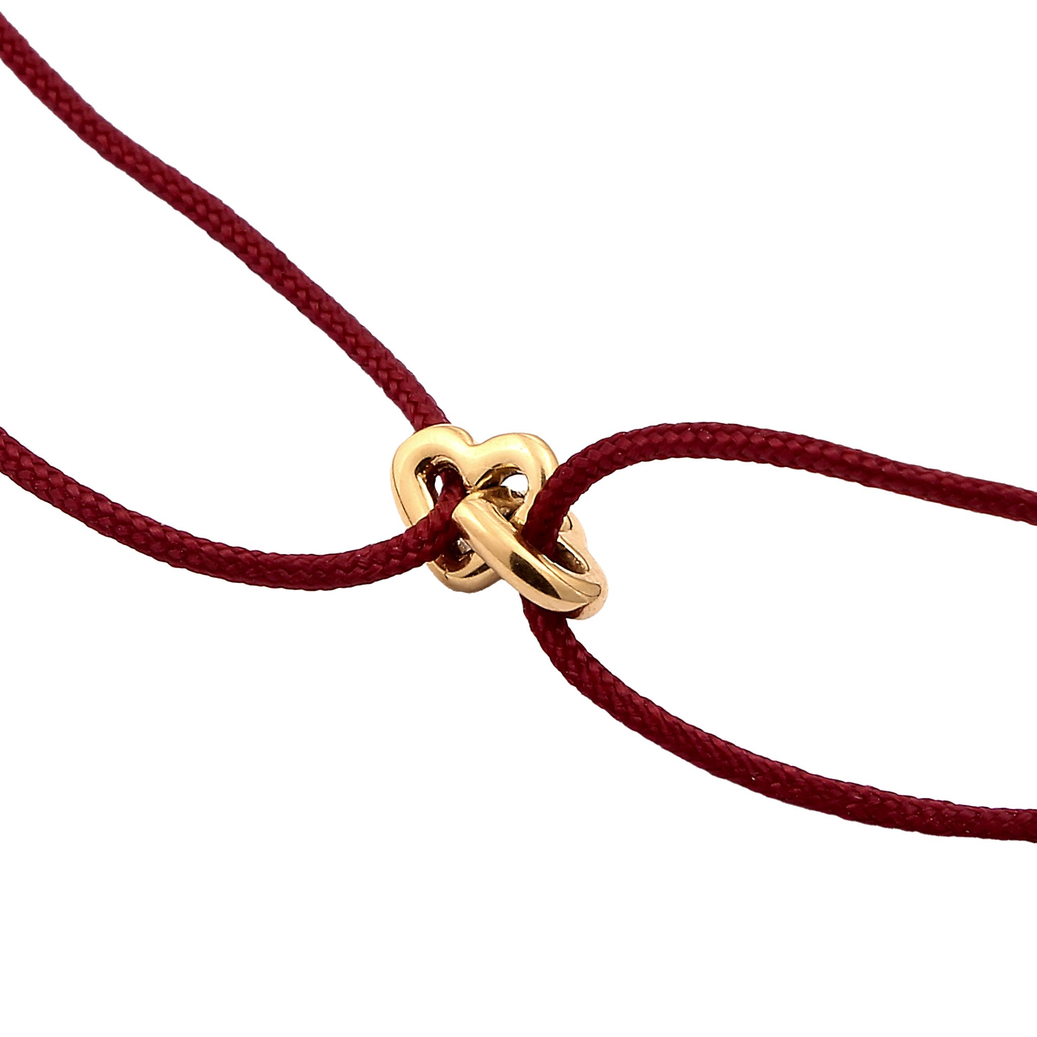 Gold - Elli | Armband Herz | Nylon (Burgunder) | 925 Sterling Silber vergoldet