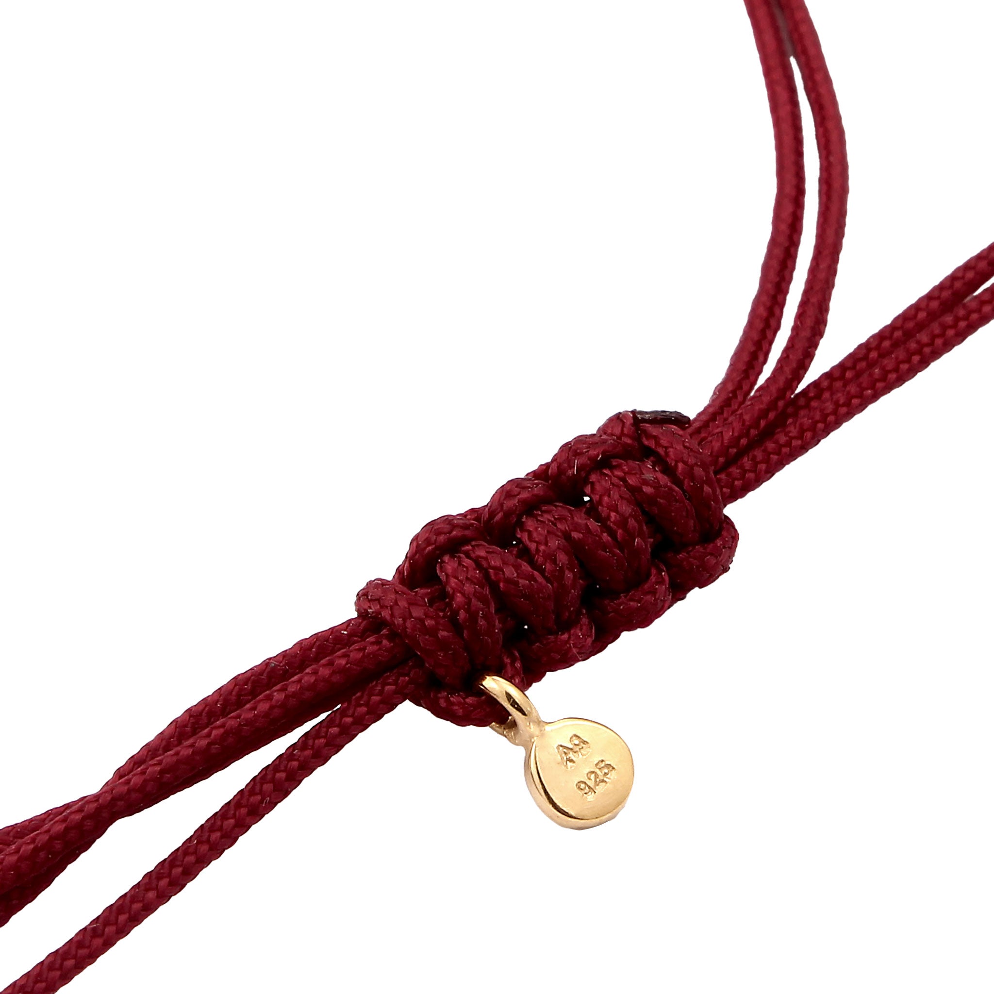 Gold - Elli | Armband Herz | Nylon (Burgunder) | 925 Sterling Silber vergoldet