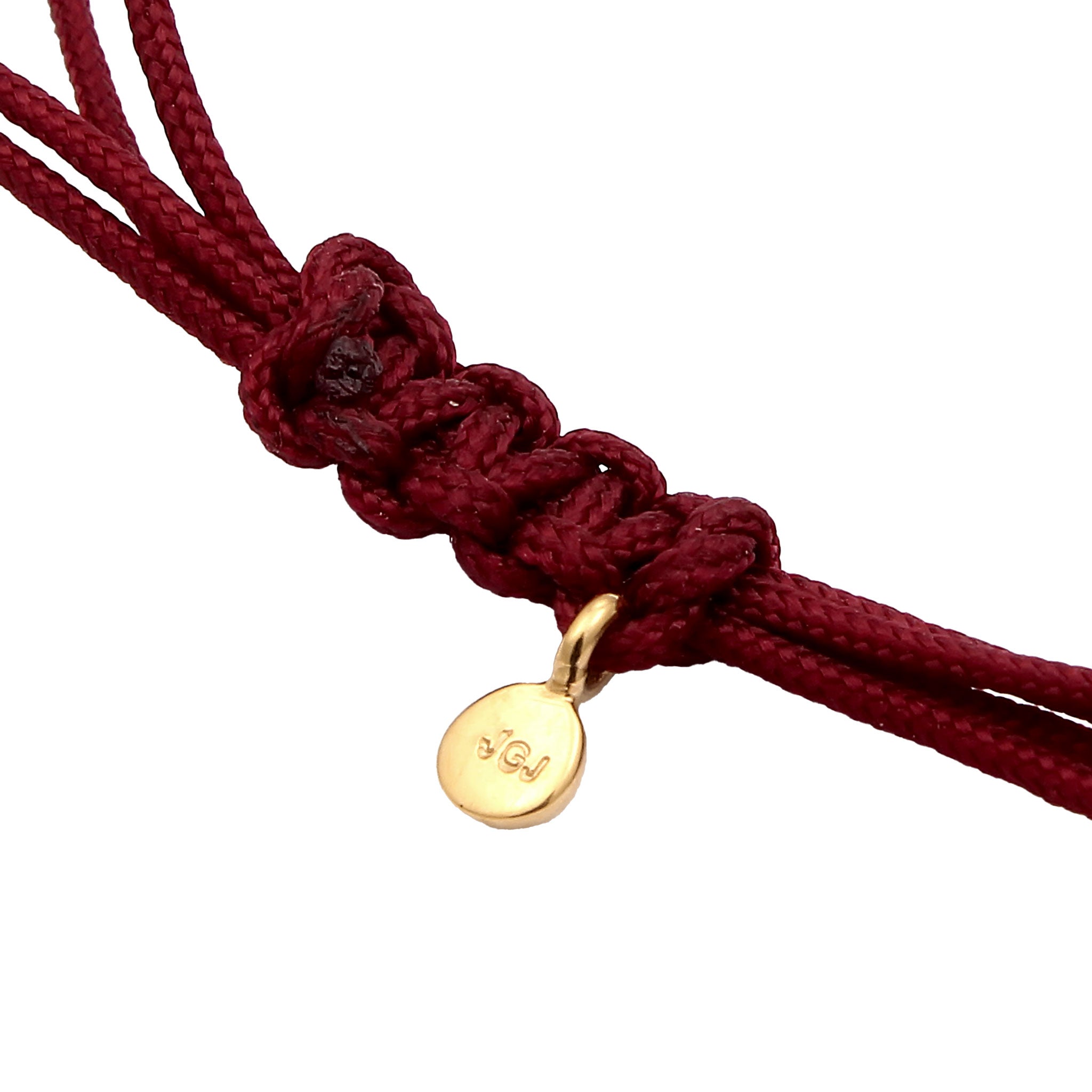 Gold - Elli | Armband Herz | Nylon (Burgunder) | 925 Sterling Silber vergoldet