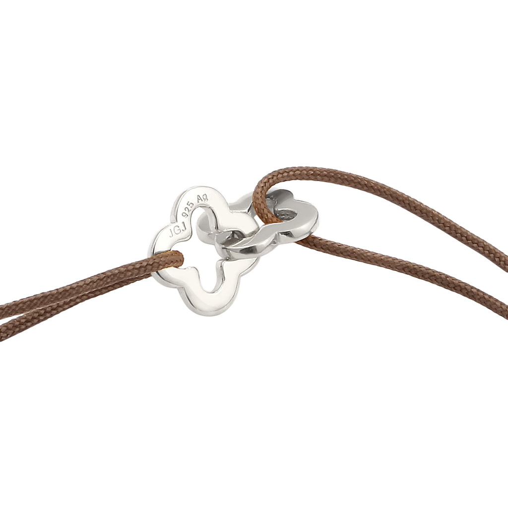 Silber - Elli | Armband Kleeblatt | Nylon | 925 Sterling Silber