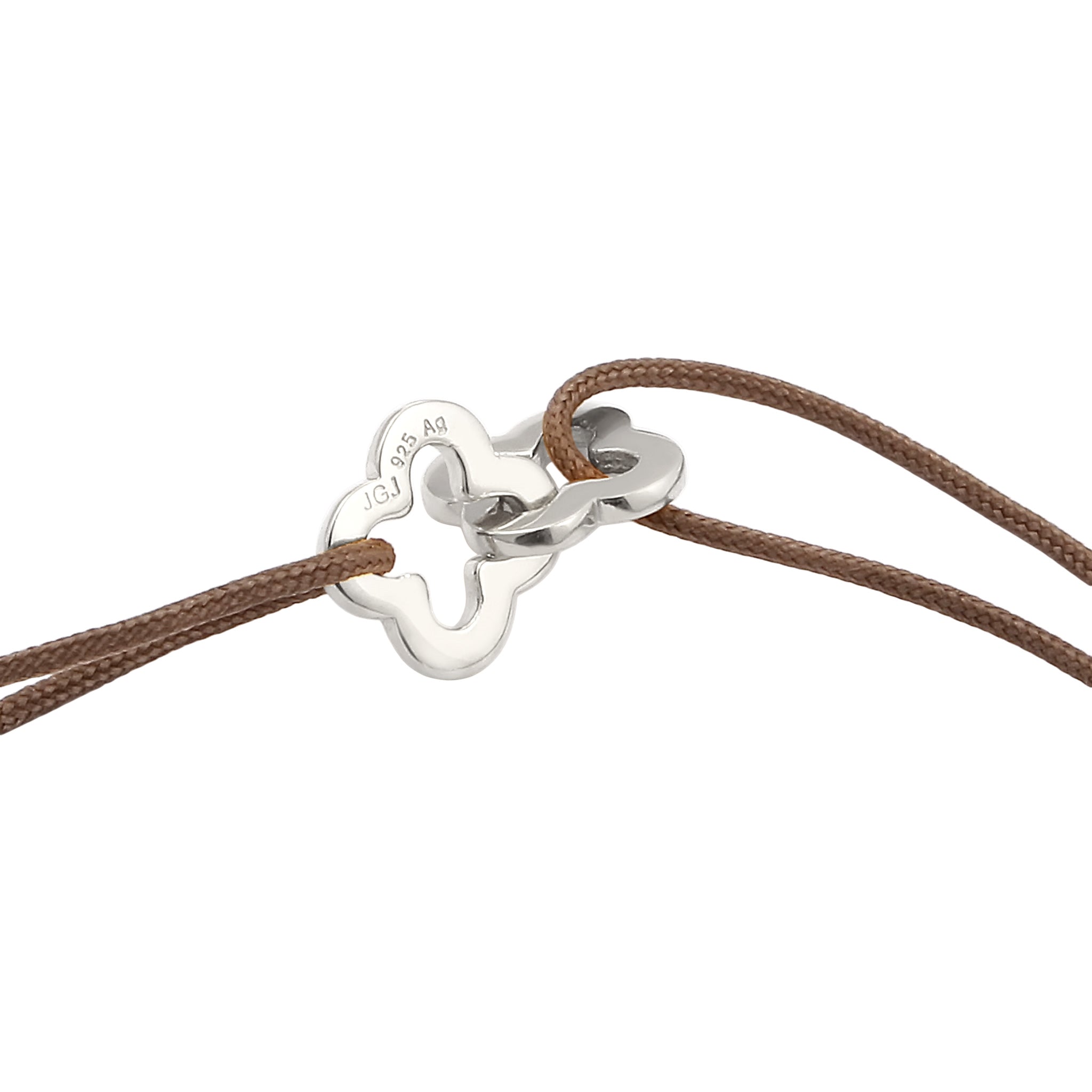 Silber - Elli | Armband Kleeblatt | Nylon | 925 Sterling Silber