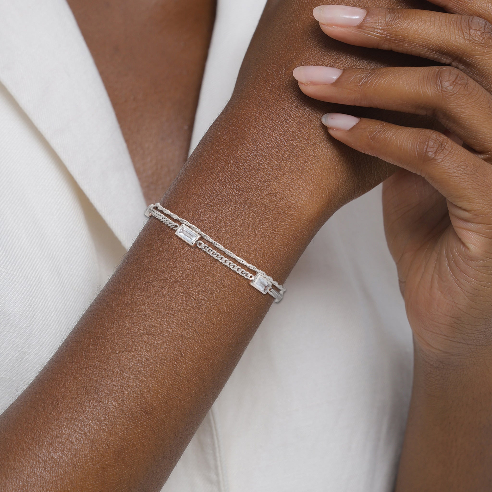 Silber - Elli | Armbandset | Topas (Weiß) | 925 Sterling Silber